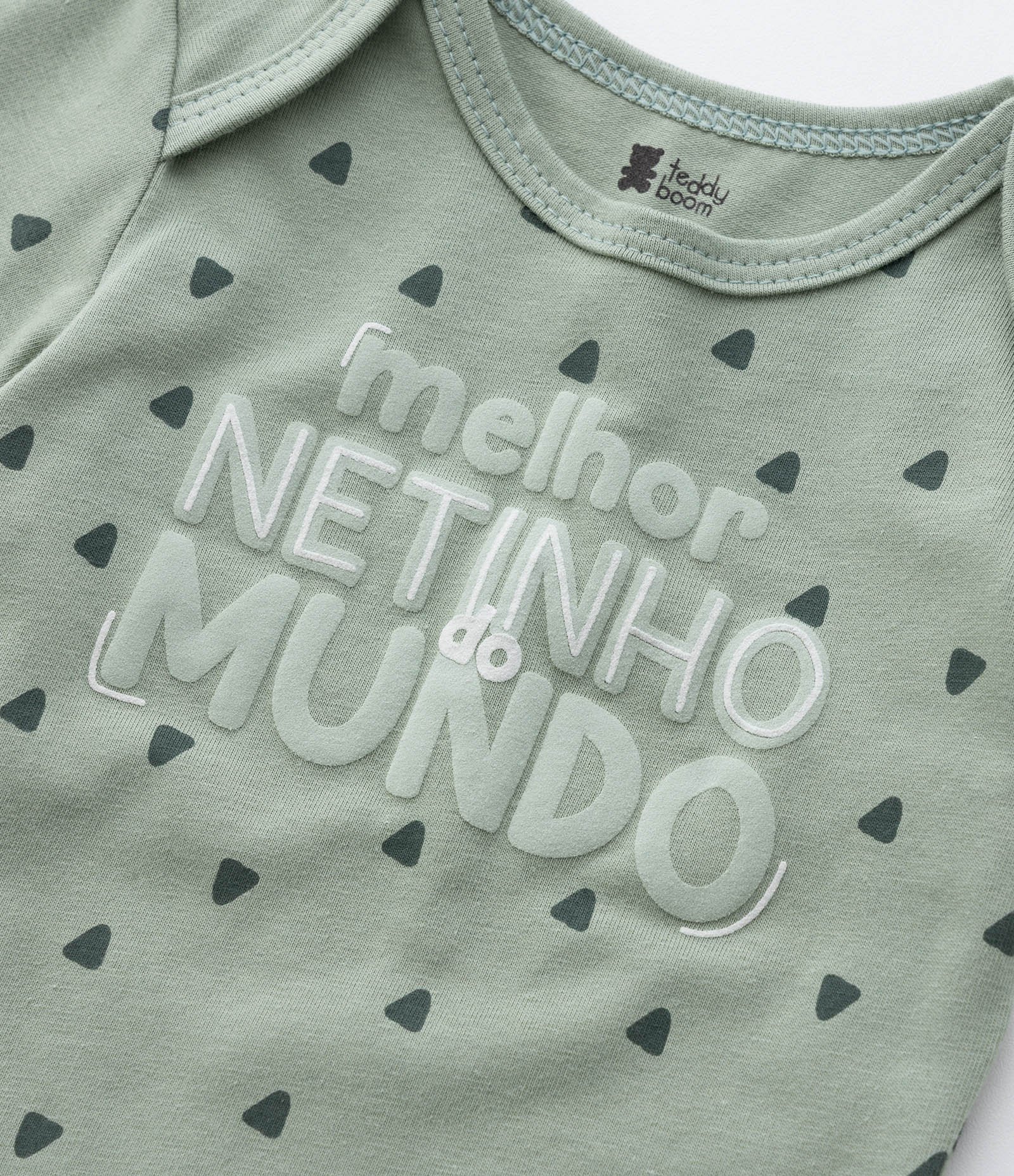 Body Infantil com Lettering Melhor Netinho do Mundo - Tam 0 a 18 meses Verde 6