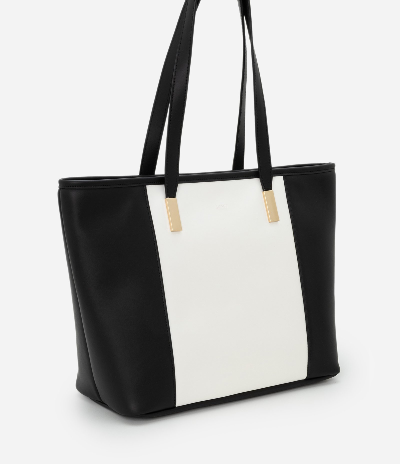 Bolsa Shopper Grande Bicolor Preto/Branco 2