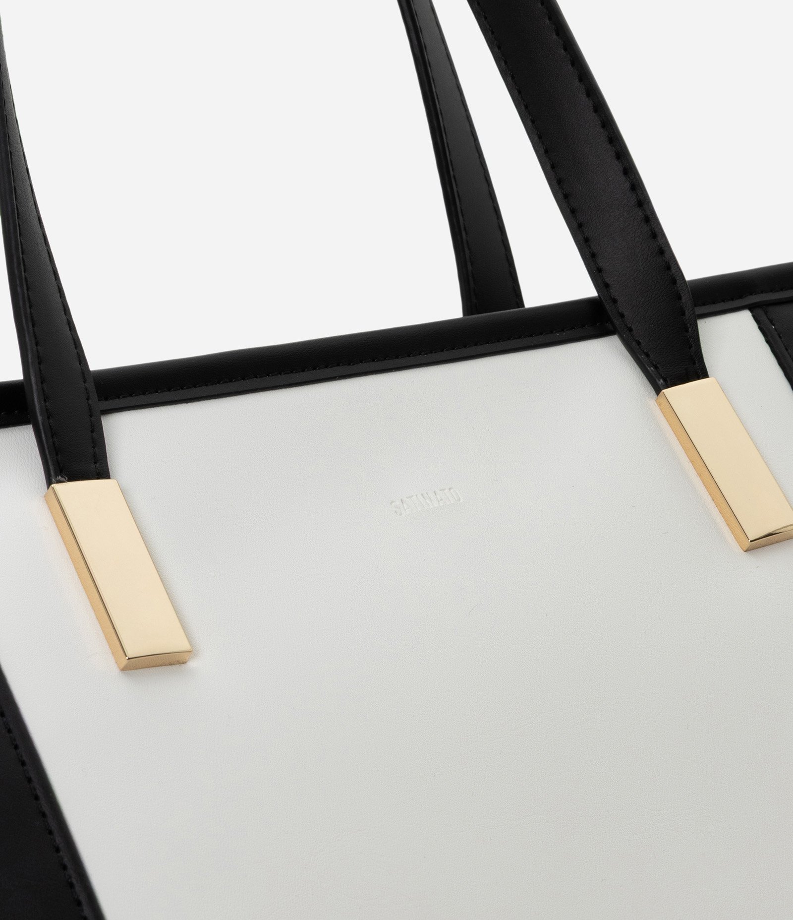 Bolsa Shopper Grande Bicolor Preto/Branco 5