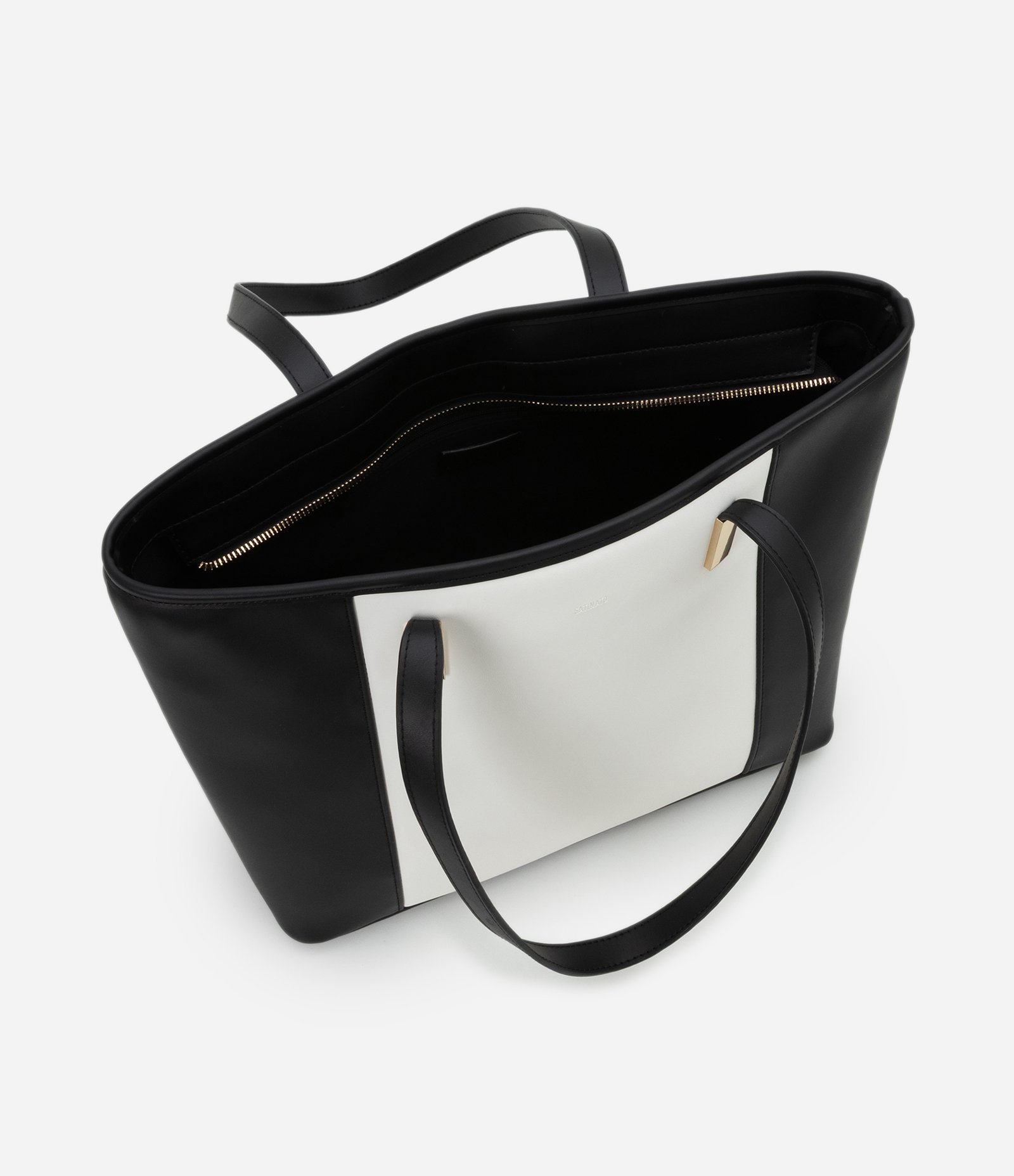 Bolsa Shopper Grande Bicolor Preto/Branco 6