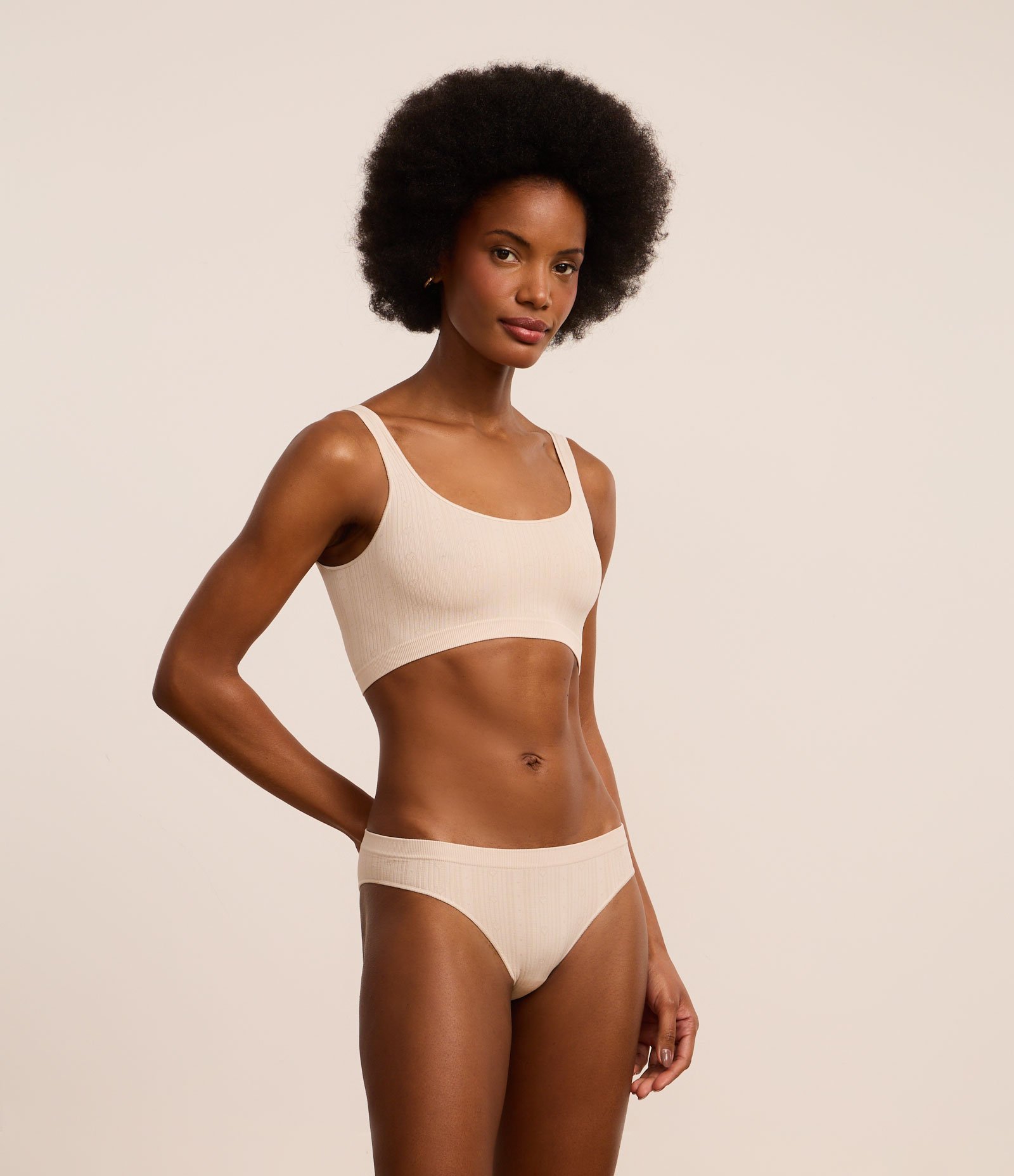 Calcinha Biquíni Seamless Texturizada Bege 1