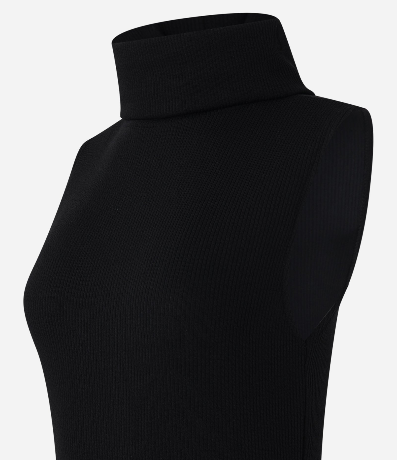 Vestido Long Midi em Anaruga com Gola Alta Preto 6