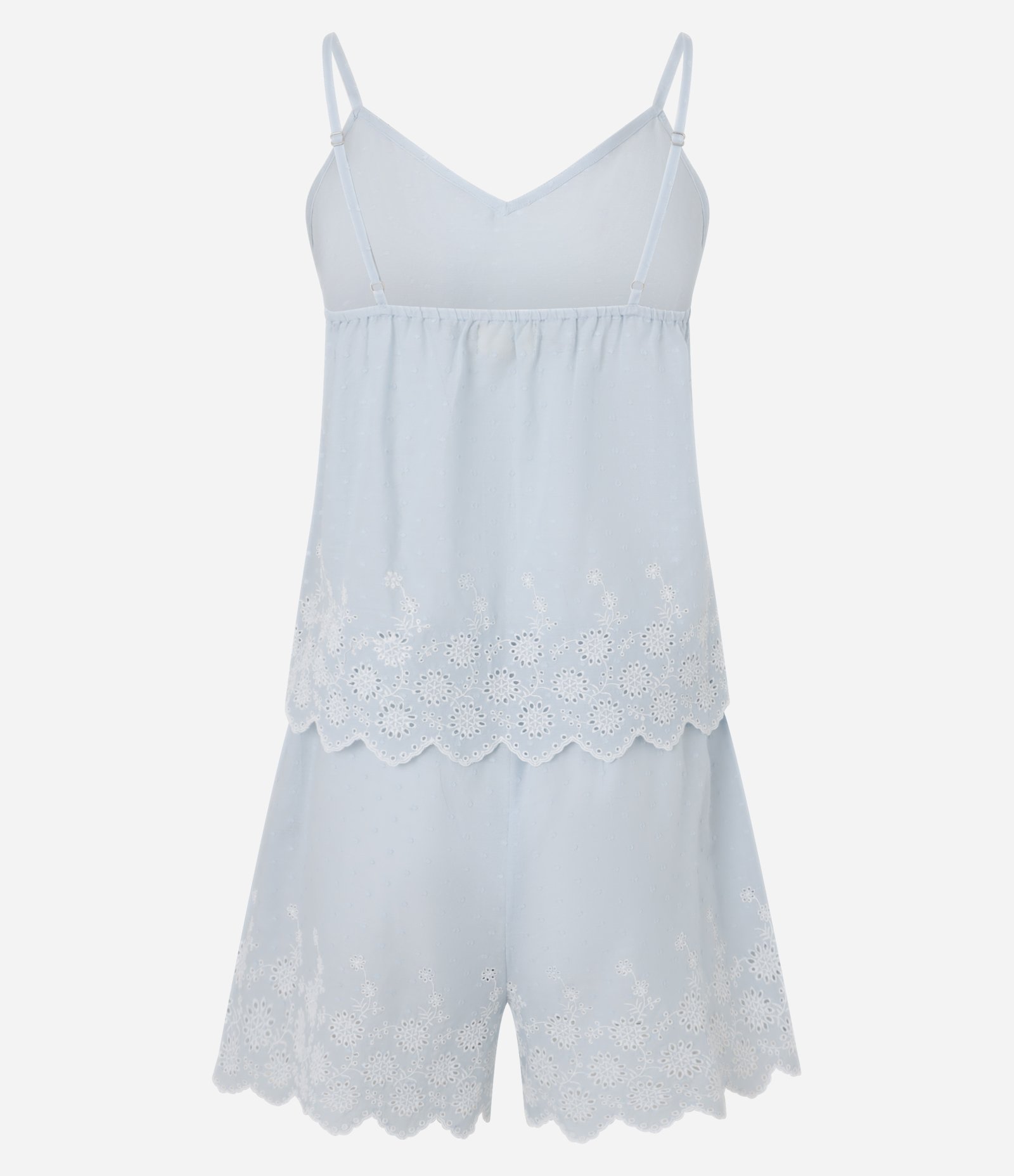 Pijama Short Doll em Algodão com Detalhes Bordados Azul 6