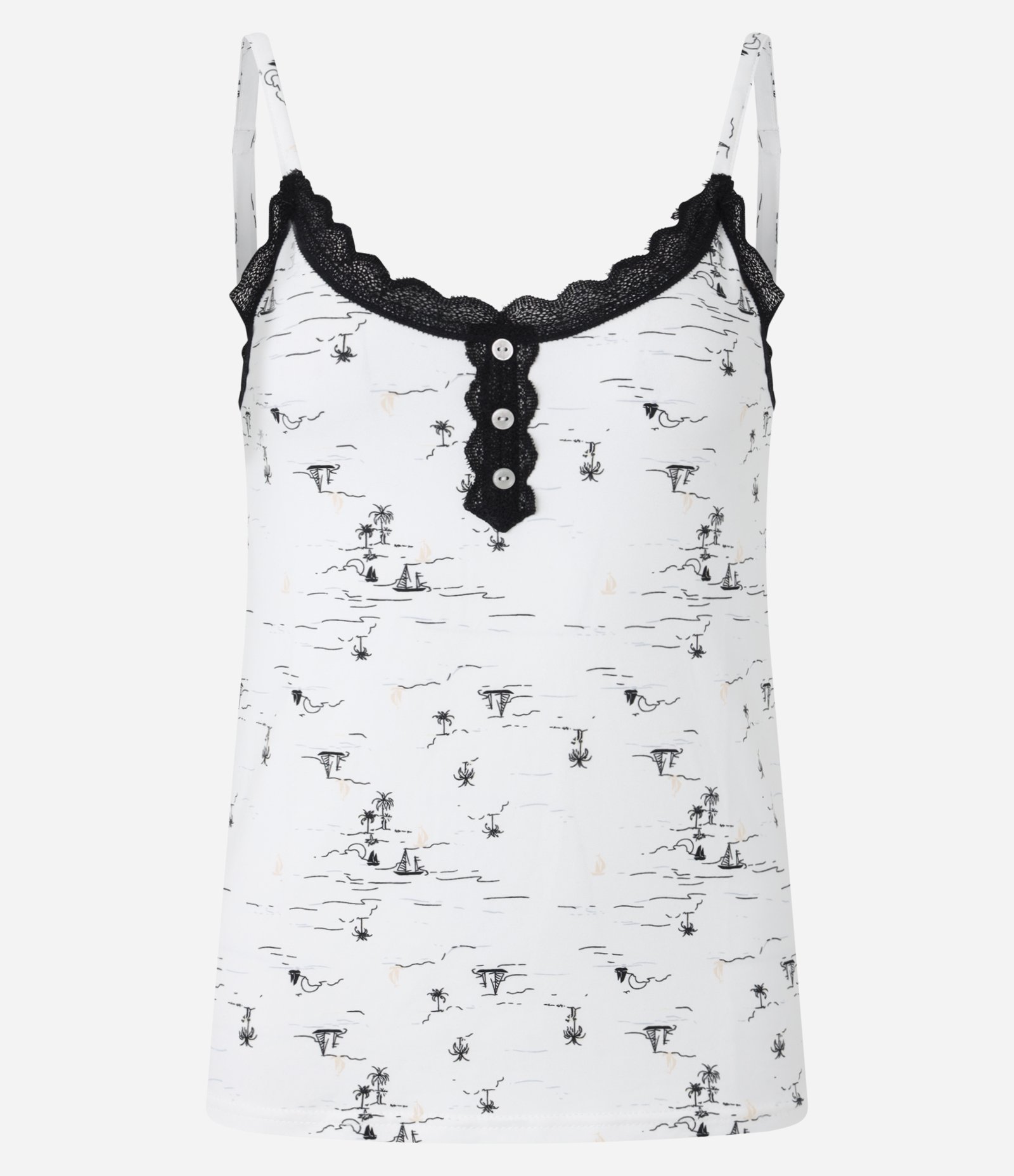 Pijama Short Doll em Peach Touch com Alcinha e Estampa de Barcos Branco 4