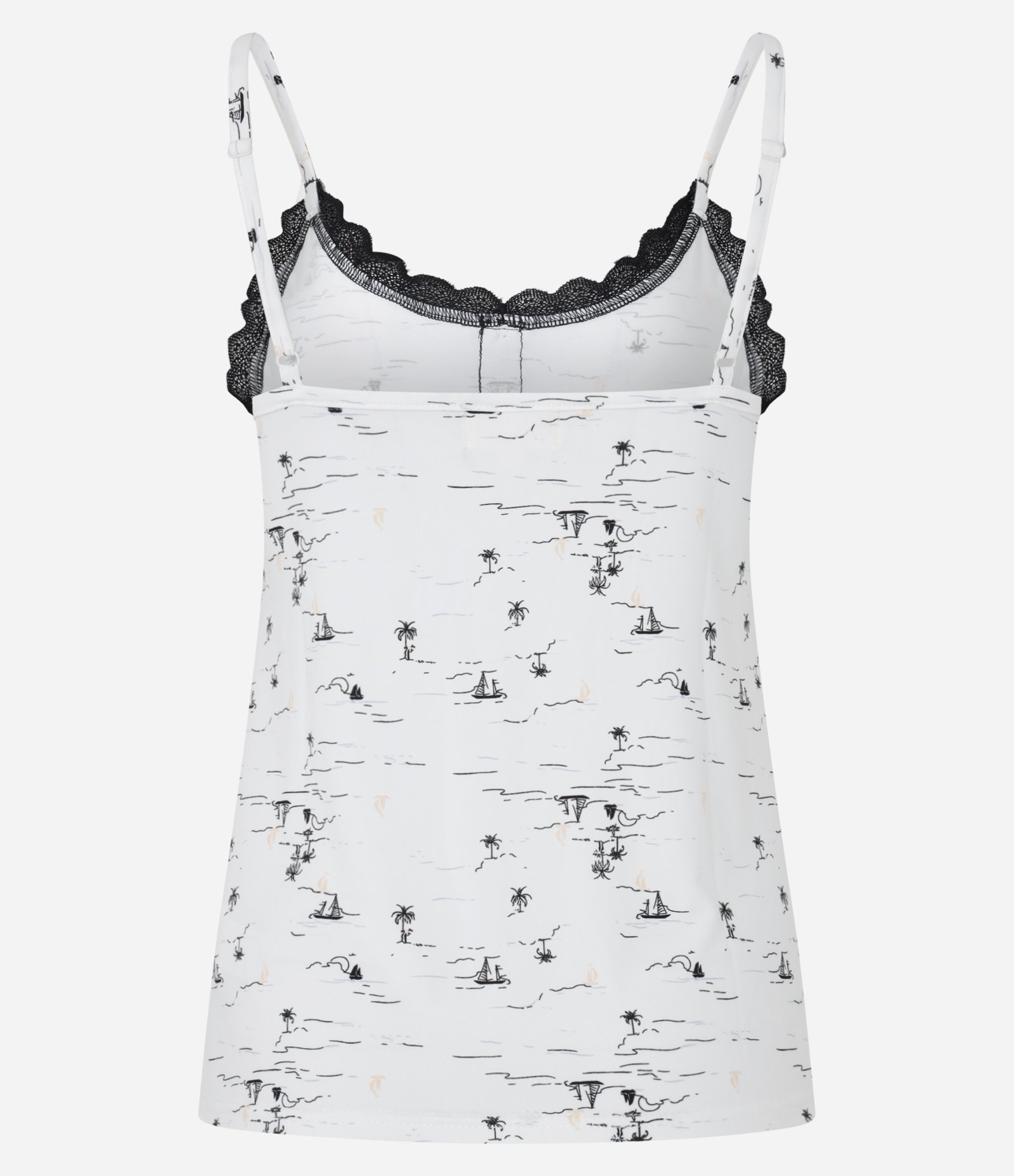 Pijama Short Doll em Peach Touch com Alcinha e Estampa de Barcos Branco 6