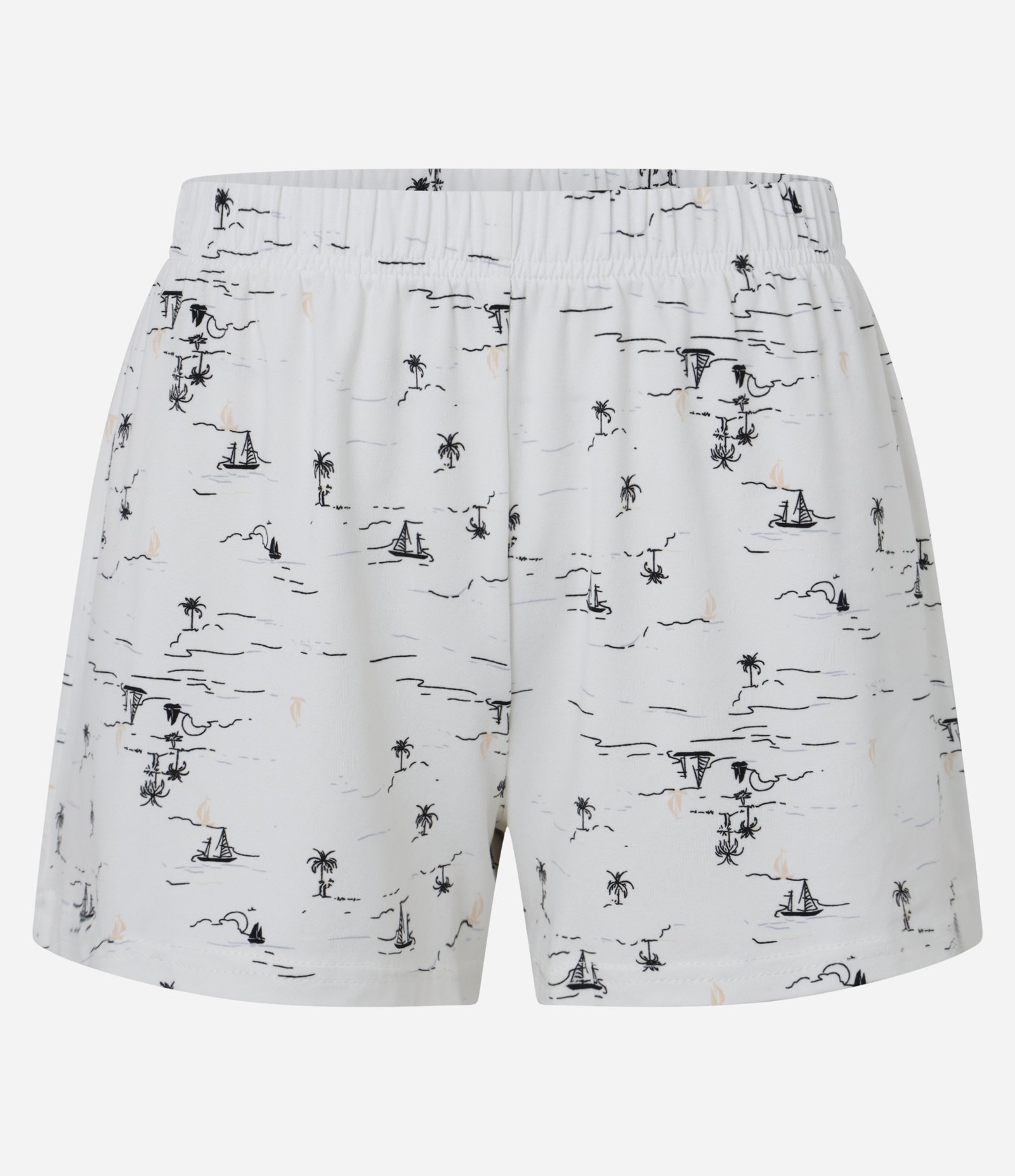 Pijama Short Doll em Peach Touch com Alcinha e Estampa de Barcos Branco 7