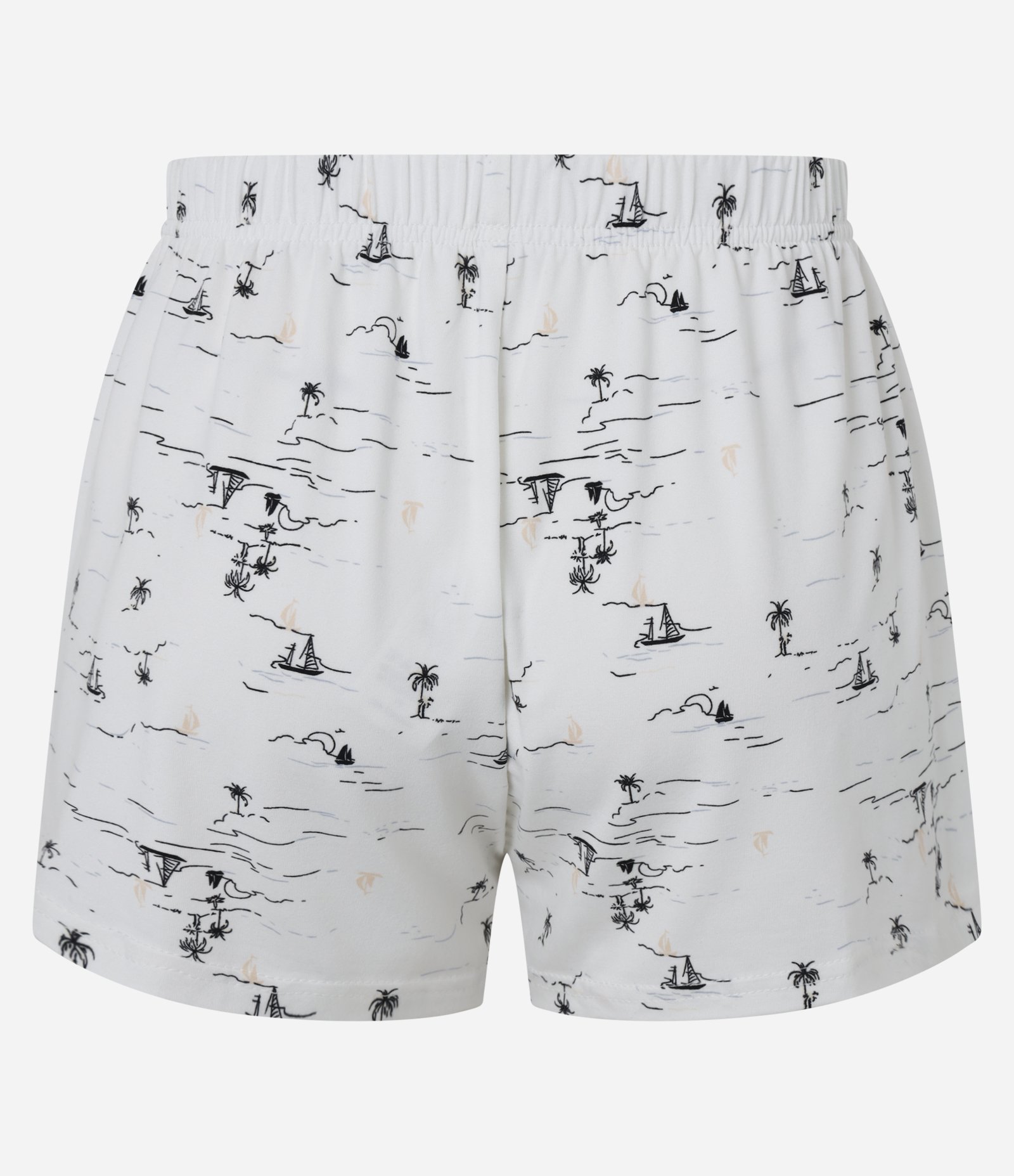 Pijama Short Doll em Peach Touch com Alcinha e Estampa de Barcos Branco 8