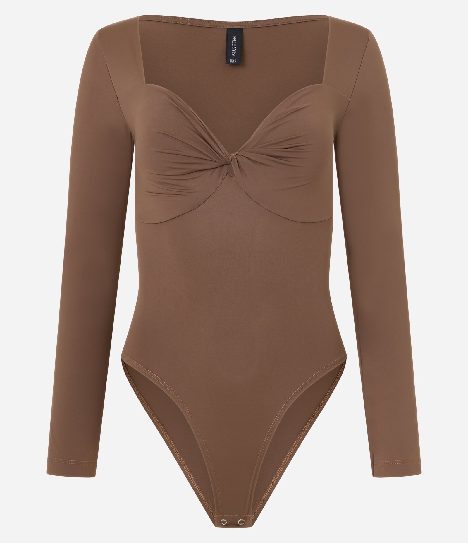 Body em Microfibra com Busto Torcido Marrom 4