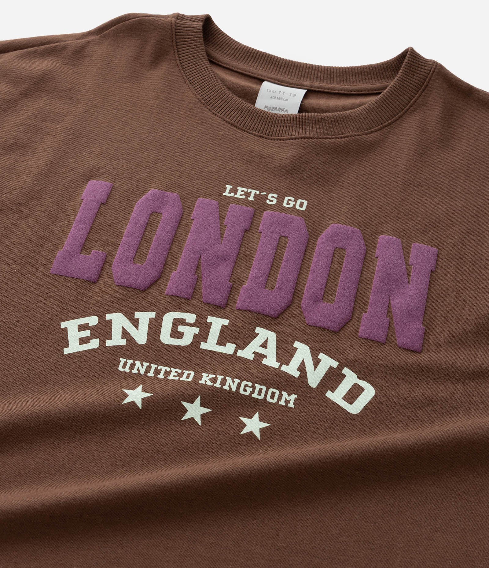 Camiseta Infantil com Lettering London - Tam 5 a 14 Anos Marrom 4