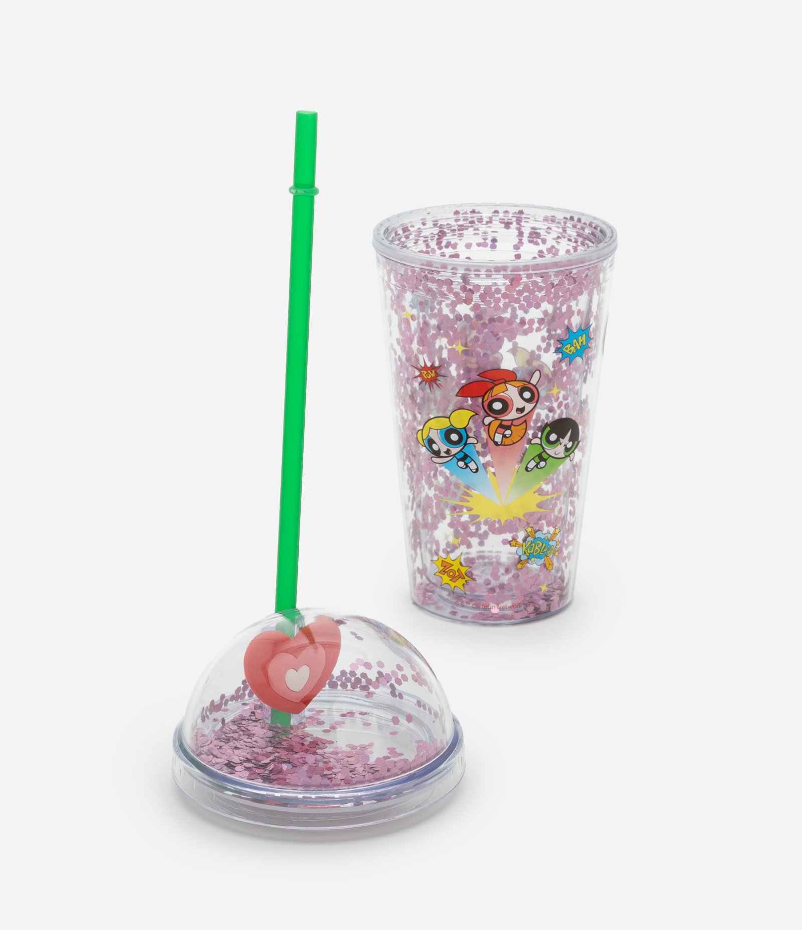 Copo Sundae em Plástico com Canudo e Glitter das Meninas Superpoderosas Rosa 3