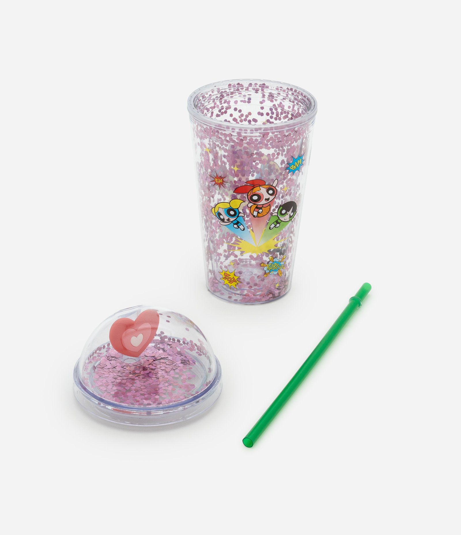 Copo Sundae em Plástico com Canudo e Glitter das Meninas Superpoderosas Rosa 4