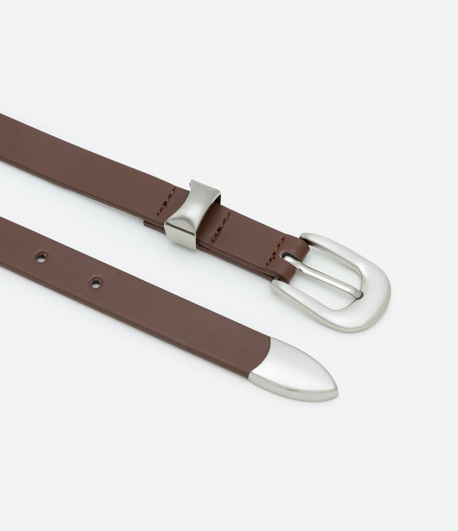 Cinto em Material Sintético com Ponteira de Metal Marrom 2