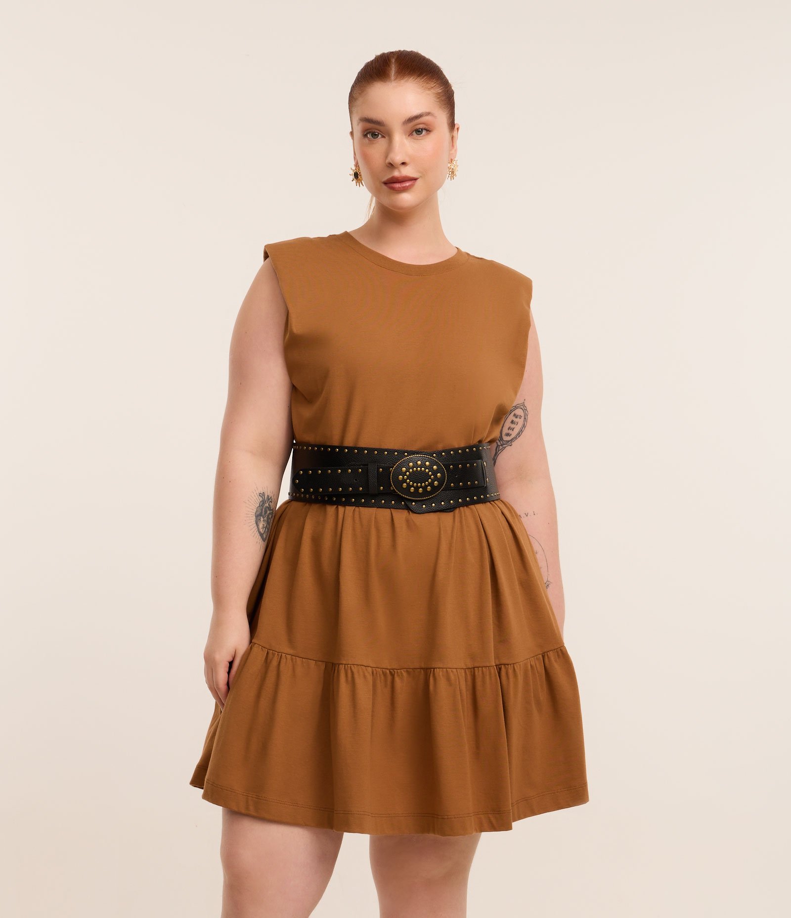 Cinto Boho Largo em PU com Tachas Curve & Plus Size Preto 3