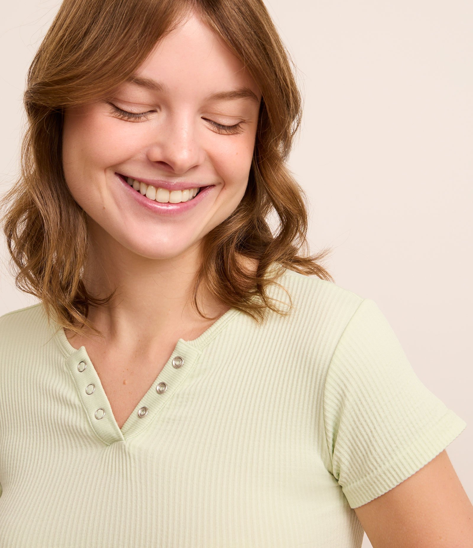 Blusa de Pijama em Ribana com Botões no Decote Verde 3