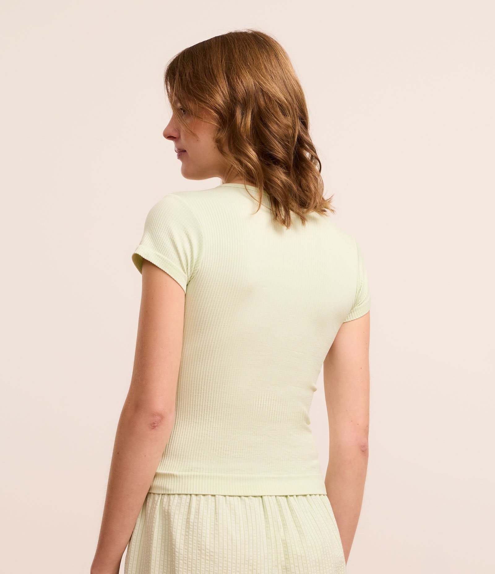 Blusa de Pijama em Ribana com Botões no Decote Verde 4