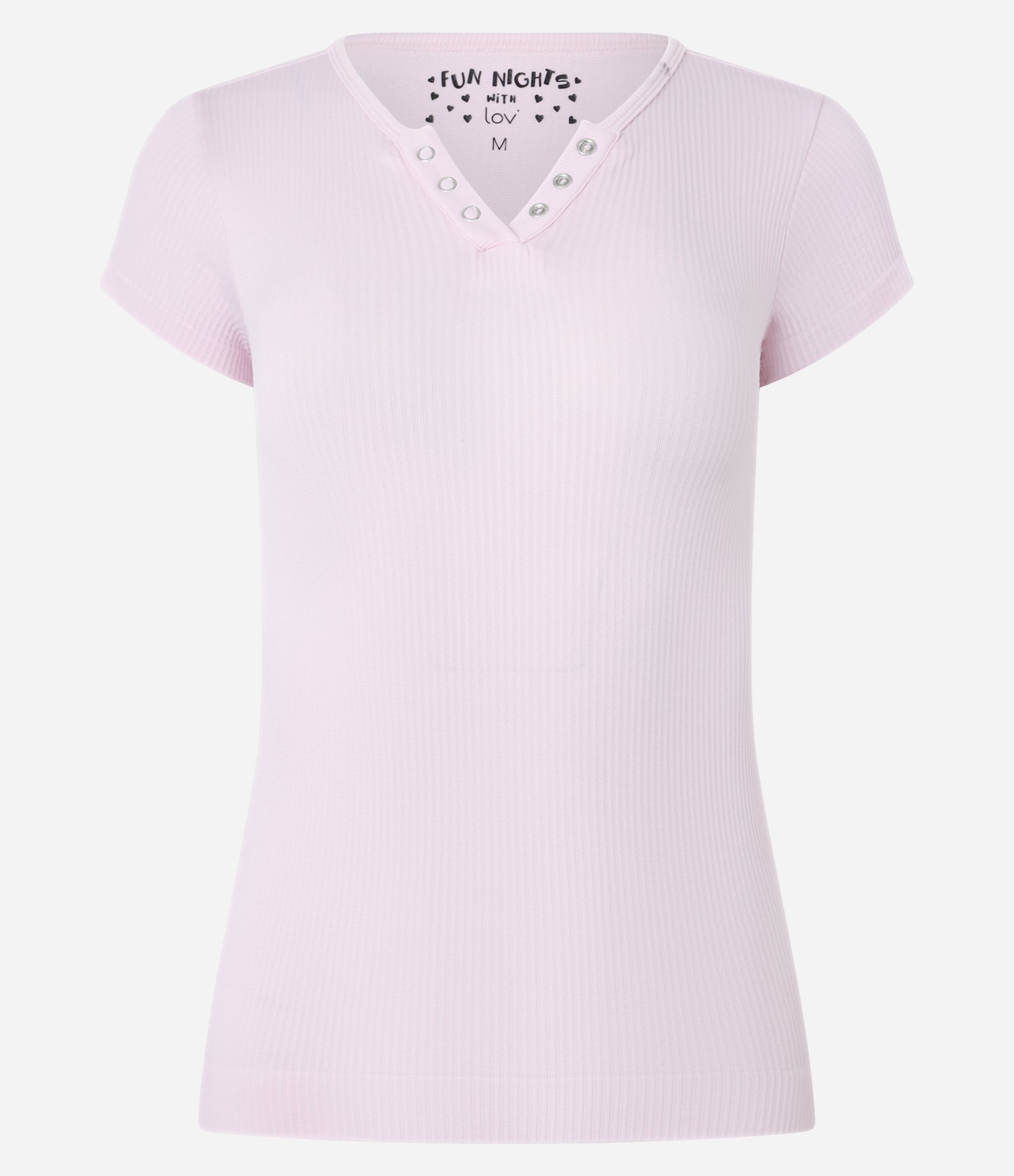 Blusa de Pijama em Ribana com Botões no Decote Rosa 5