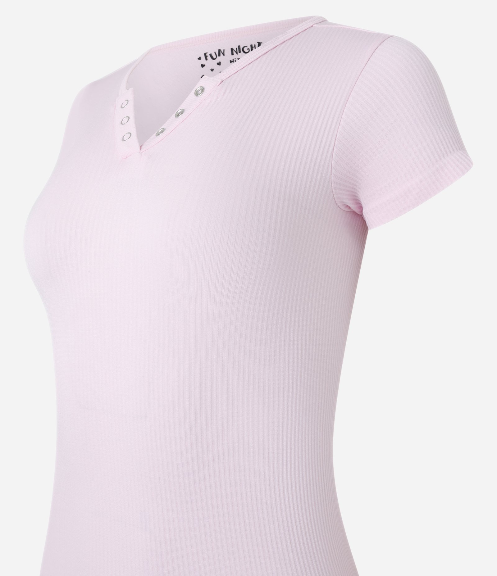 Blusa de Pijama em Ribana com Botões no Decote Rosa 6