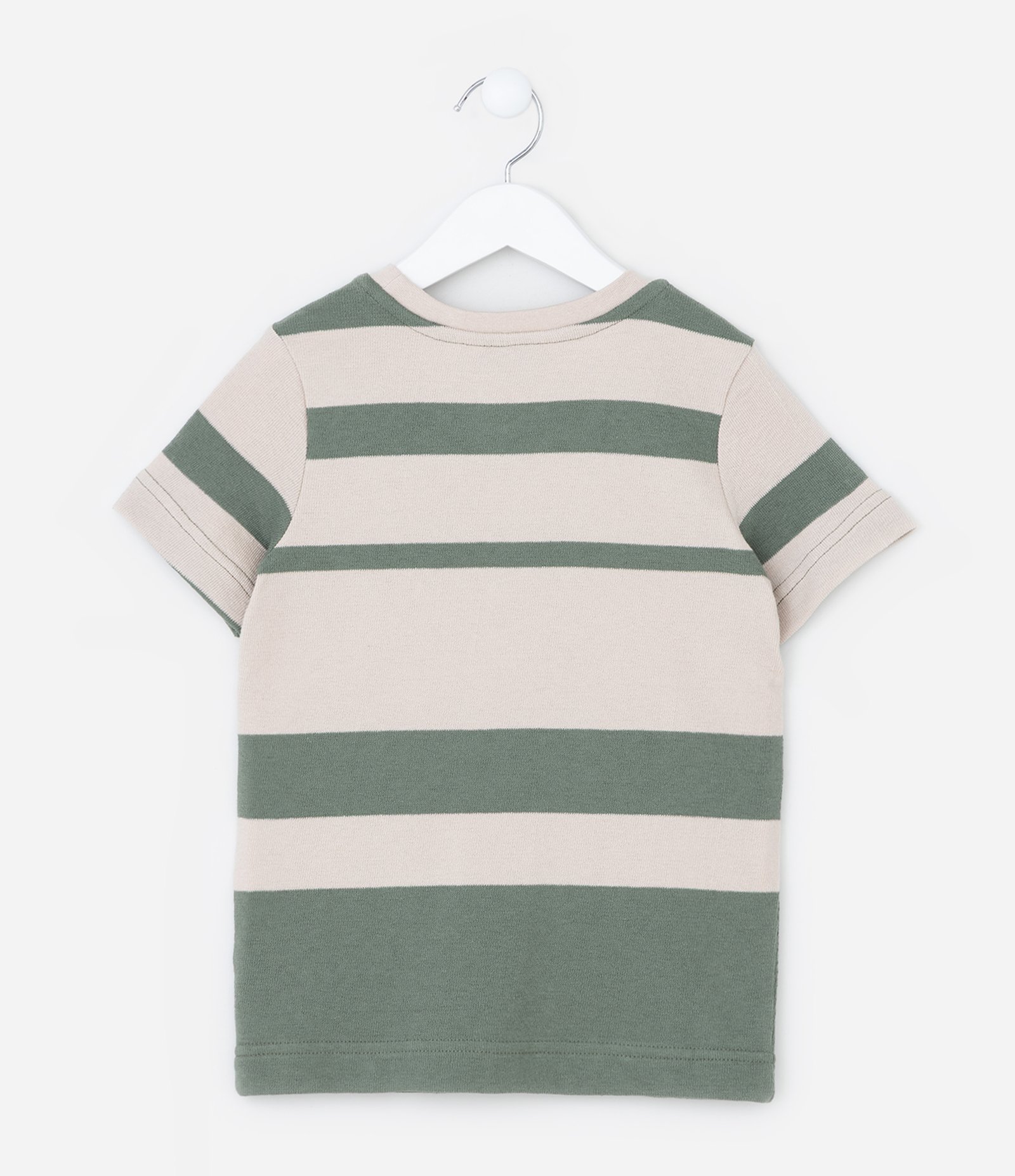 Camiseta Infantil com Estampa de Bloco de Cores - Tam 5 a 14 anos Verde/Bege 2