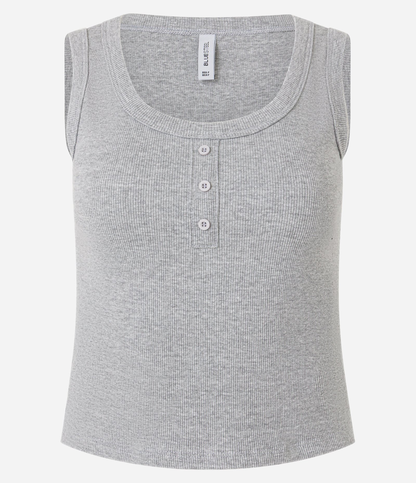 Regata em Ribana com Botõezinhos no Busto Cinza Mescla 1