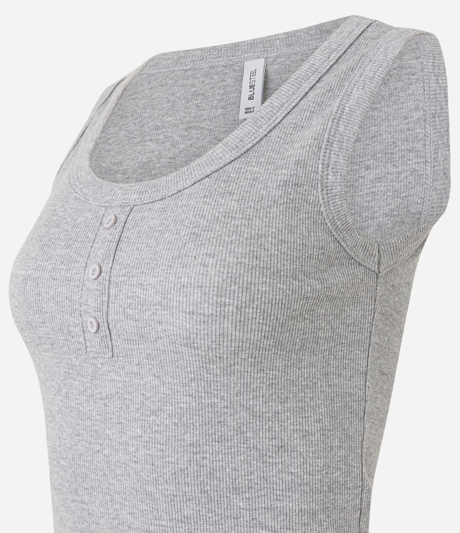 Regata em Ribana com Botõezinhos no Busto Cinza Mescla 2