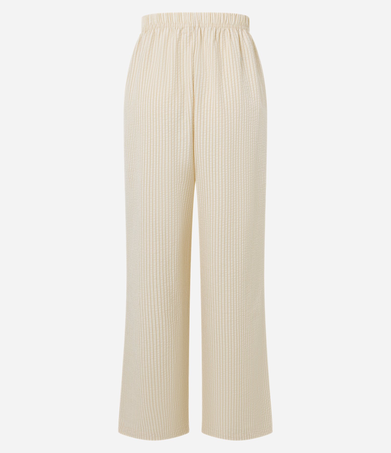 Calça de Pijama em Ana Ruga Listrada com Detalhe Botões Amarelo 6