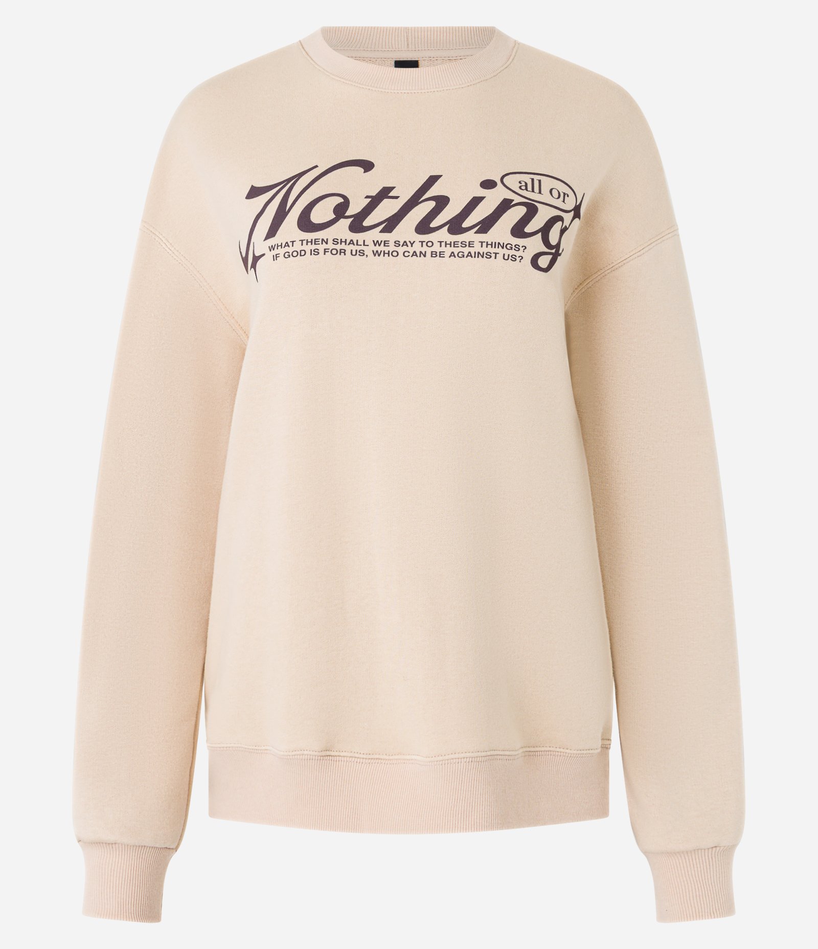 Moletom Regular com Forro Quentinho e Estampa Nothing Bege 4