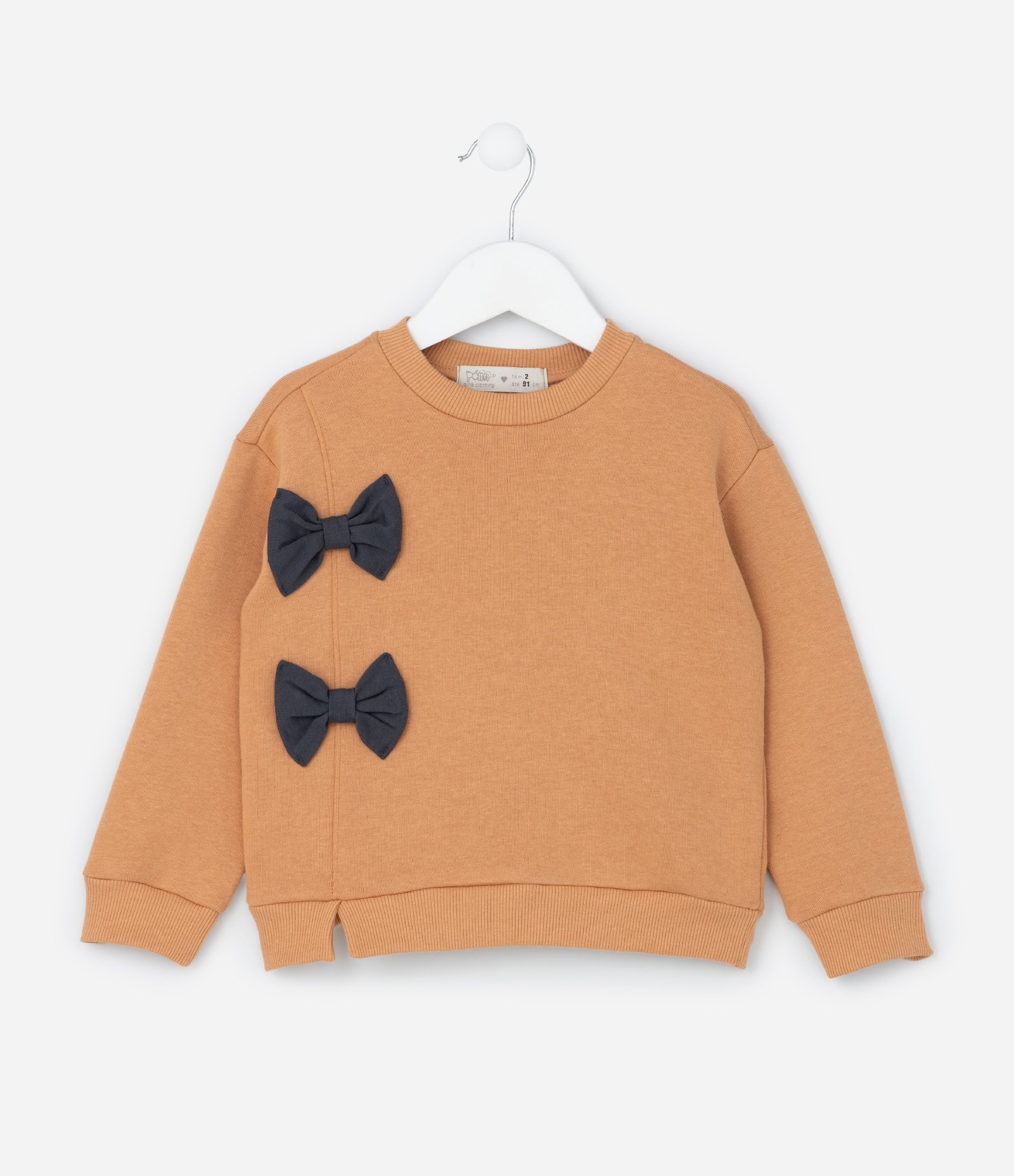 Conjunto Infantil com Lacinhos Aplicados - Tam 1 a 6 Anos Marrom 2