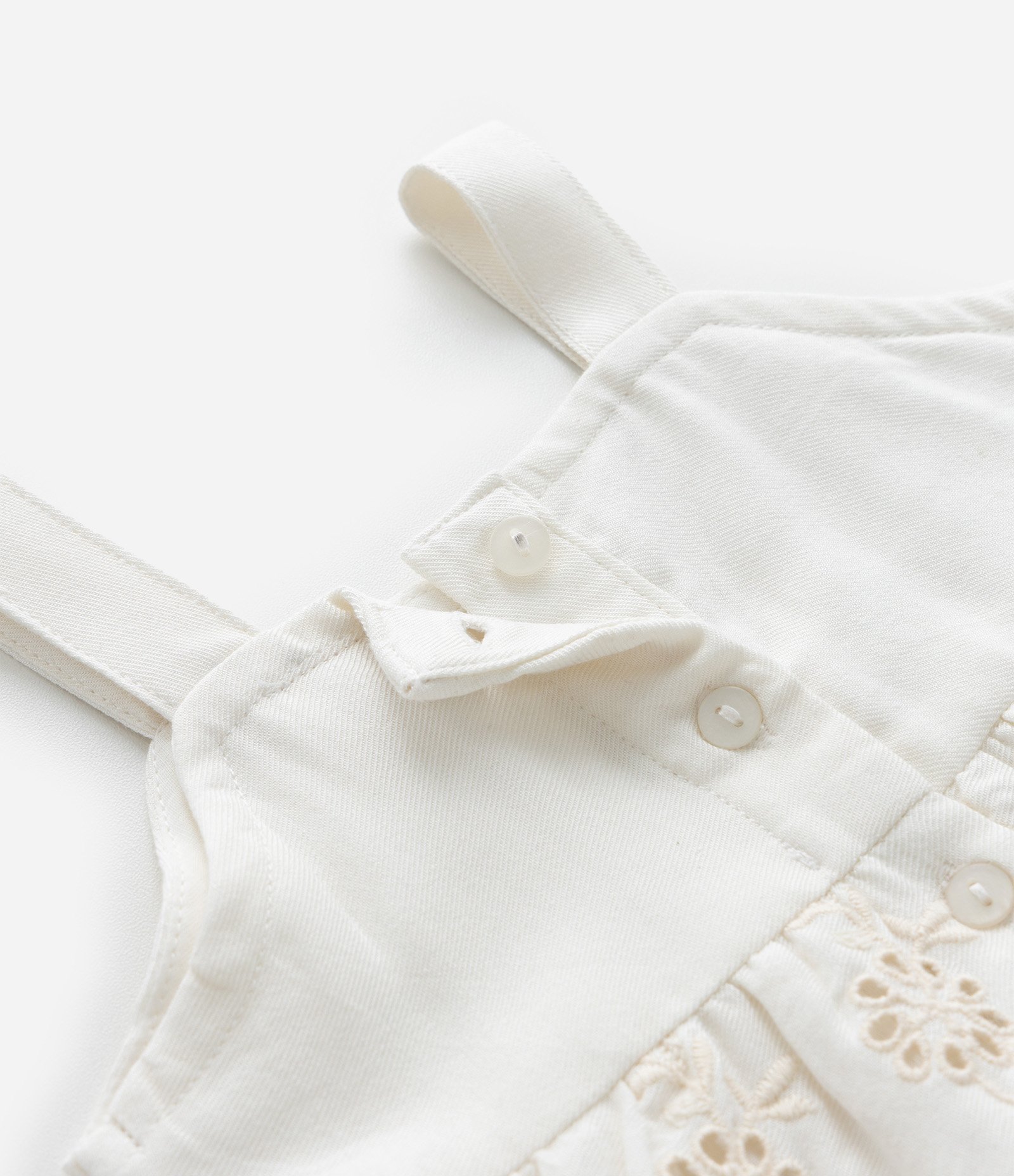 Conjunto Infantil Curto em Tricoline com Babados - Tam 3 a 18 Meses Off White 11