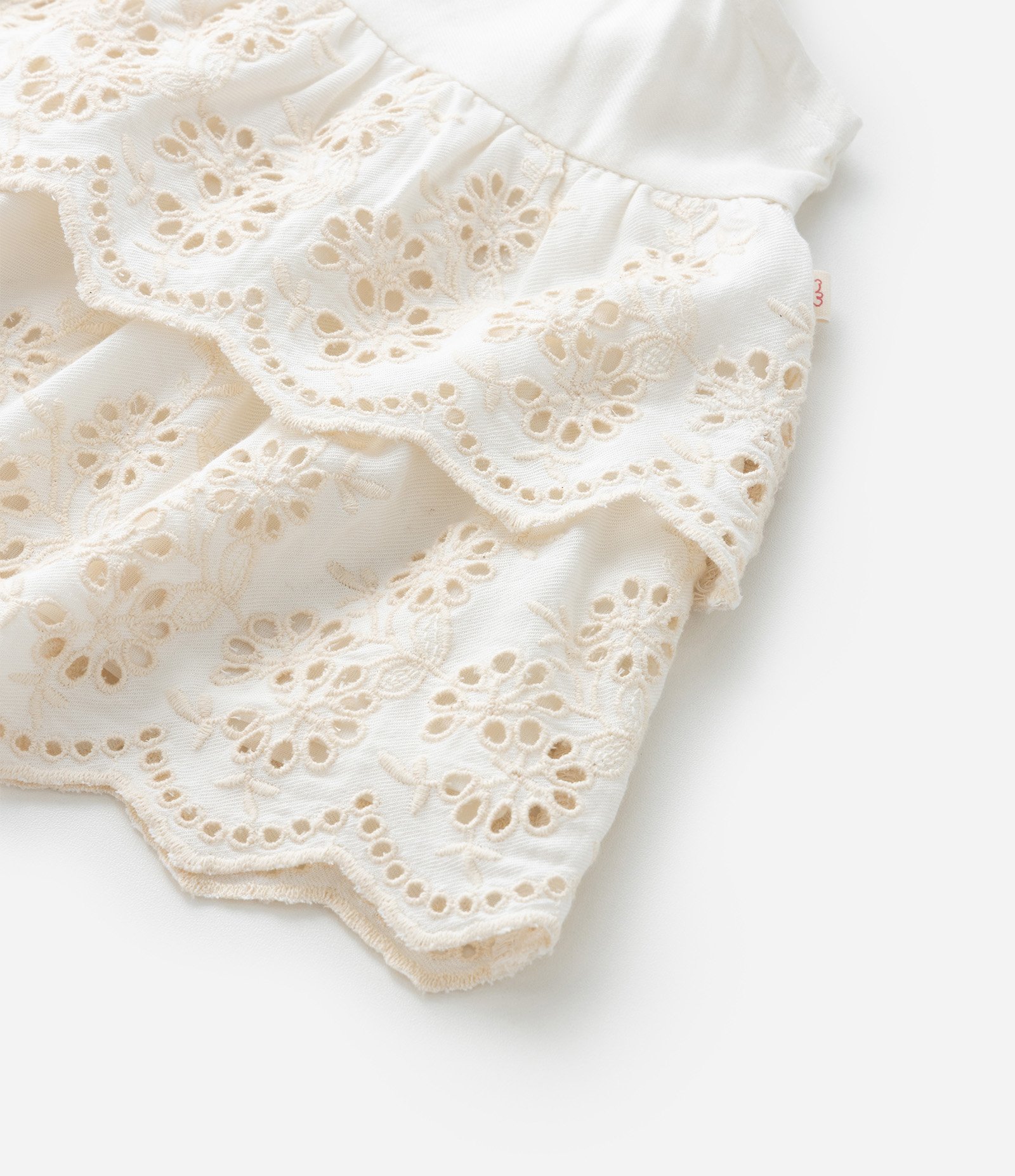 Conjunto Infantil Curto em Tricoline com Babados - Tam 3 a 18 Meses Off White 12