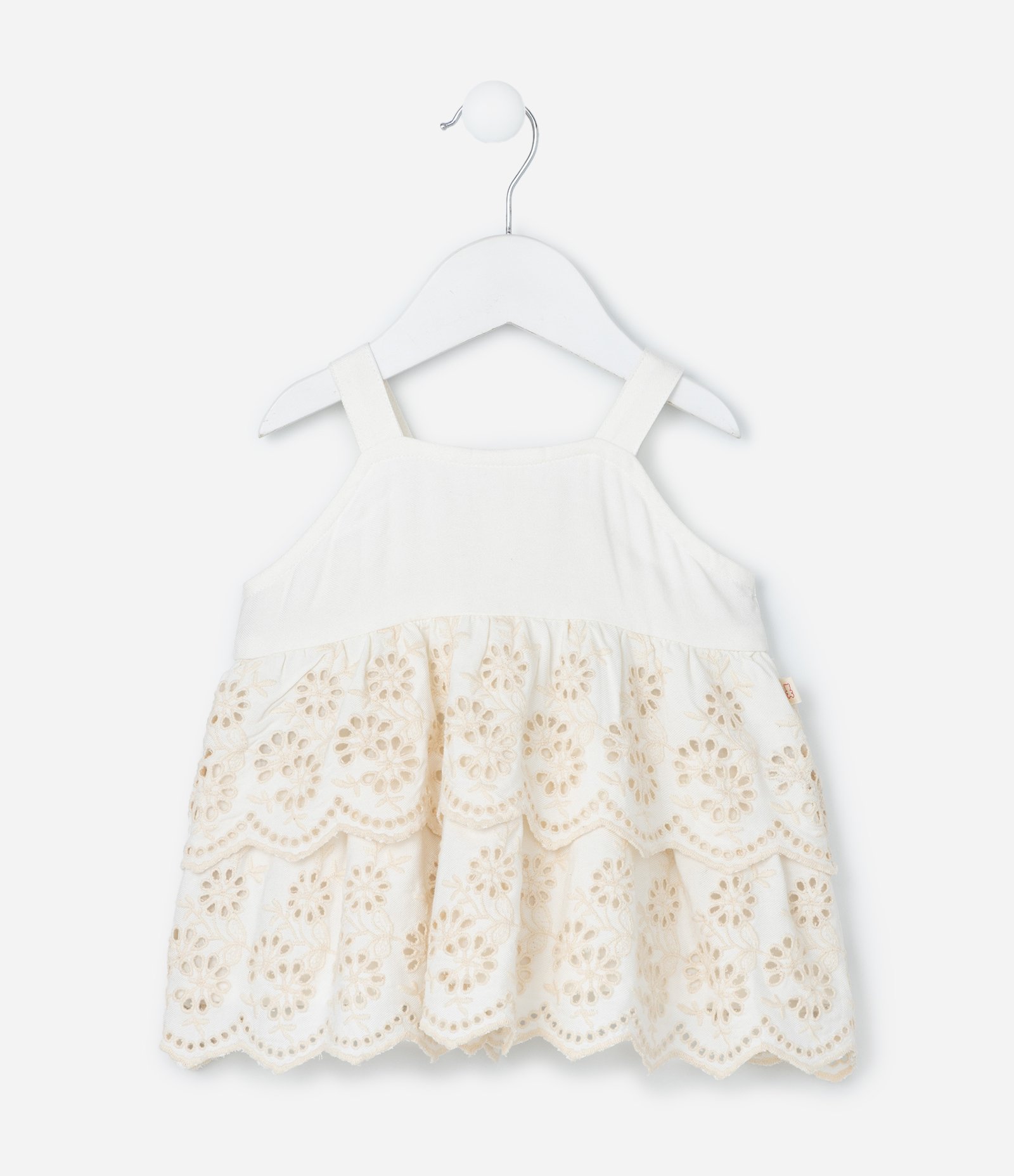 Conjunto Infantil Curto em Tricoline com Babados - Tam 3 a 18 Meses Off White 3