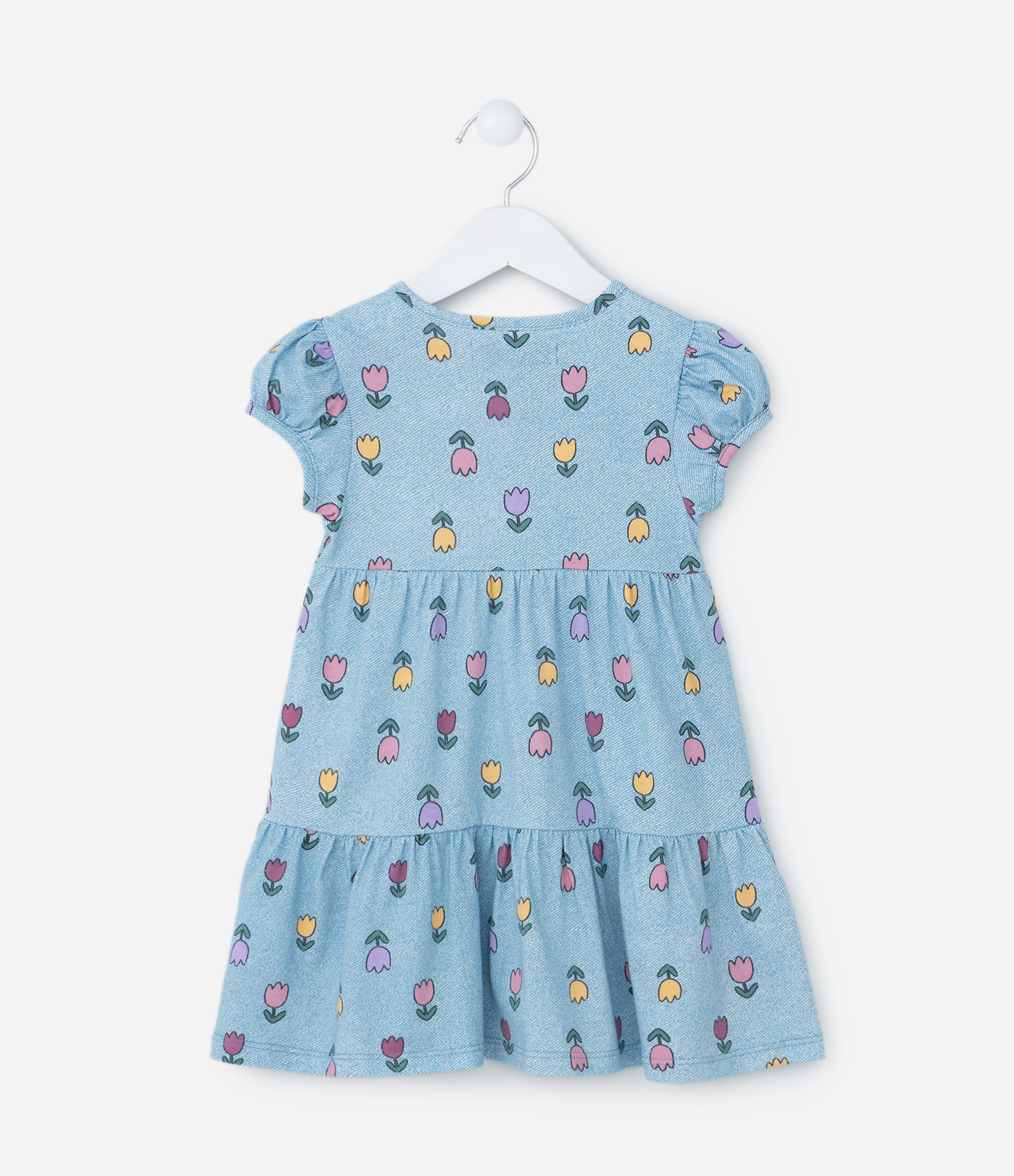 Vestido Marias Infantil com Estampa Tulipas - Tam 1 a 6 Anos Azul 2