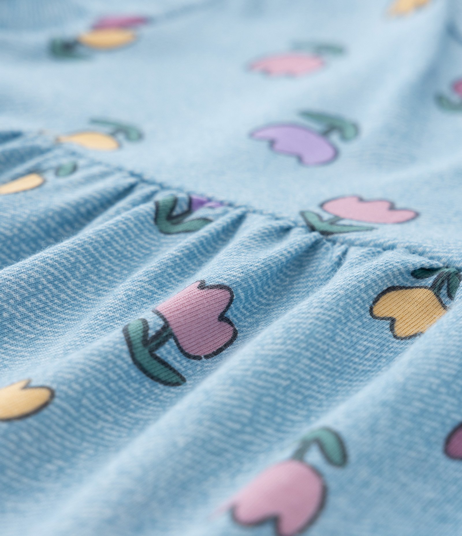 Vestido Marias Infantil com Estampa Tulipas - Tam 1 a 6 Anos Azul 3