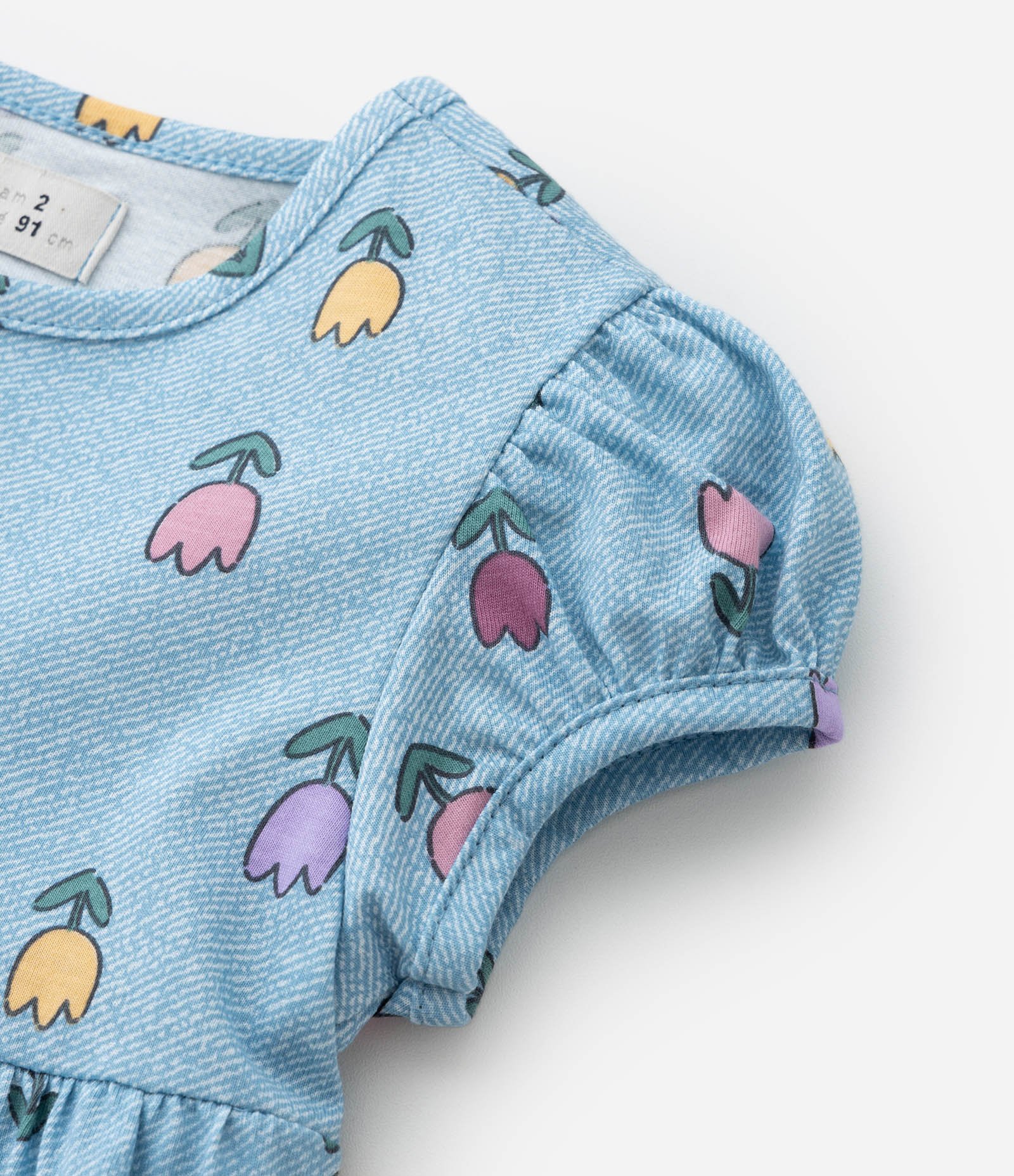 Vestido Marias Infantil com Estampa Tulipas - Tam 1 a 6 Anos Azul 4