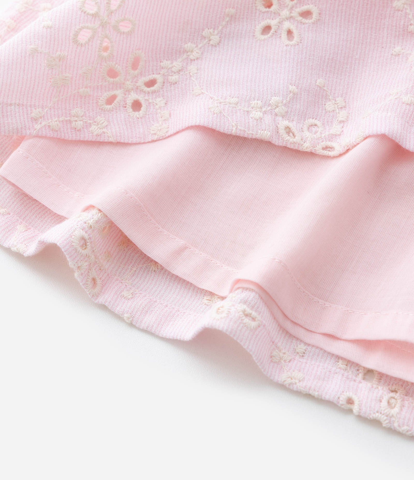 Vestido Infantil em Broderie com Babadinhos e Calcinha - Tam 3 a 18 Meses Rosa 7