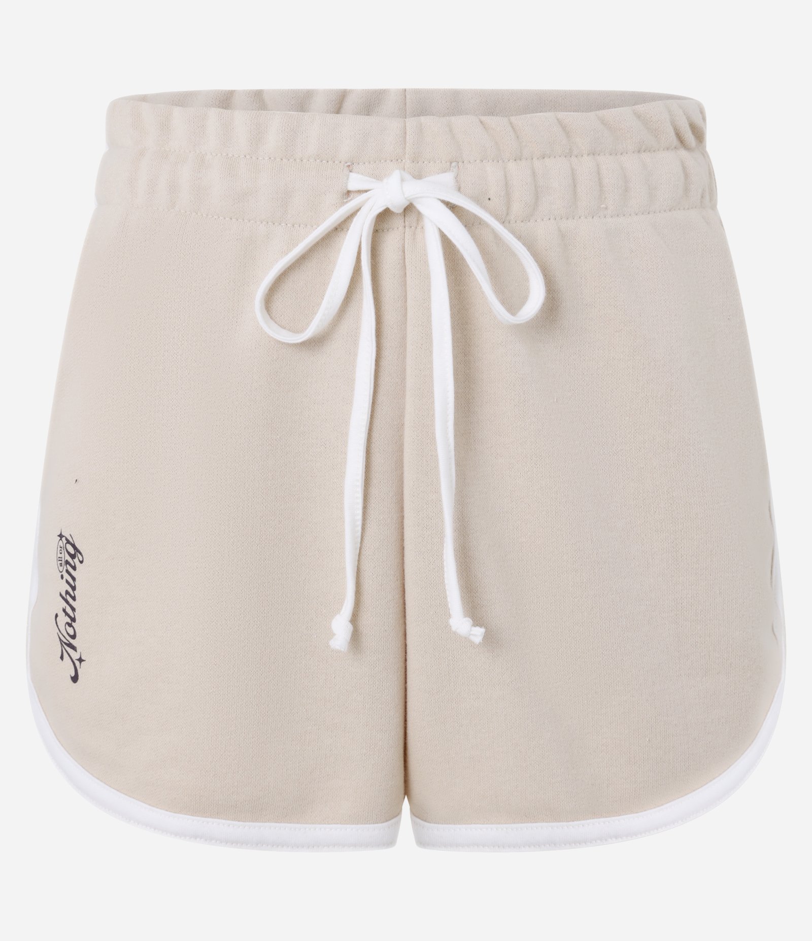 Short Curto em Moletom com Forro Fleece e Estampa Nothing Bege 5