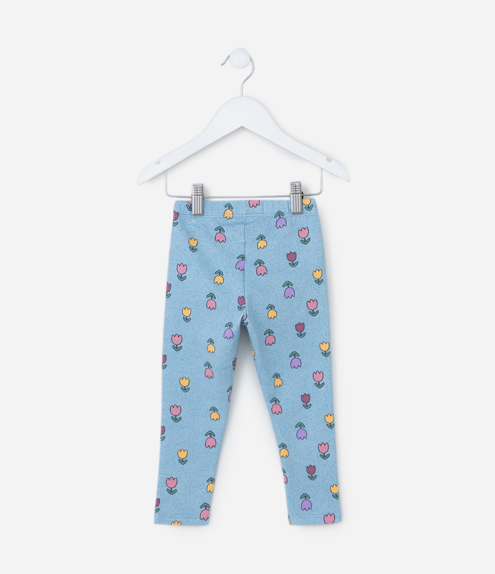 Calça Legging Infantil Quentinha com Estampa Tulipas - Tam 1 a 6 Anos Azul 2
