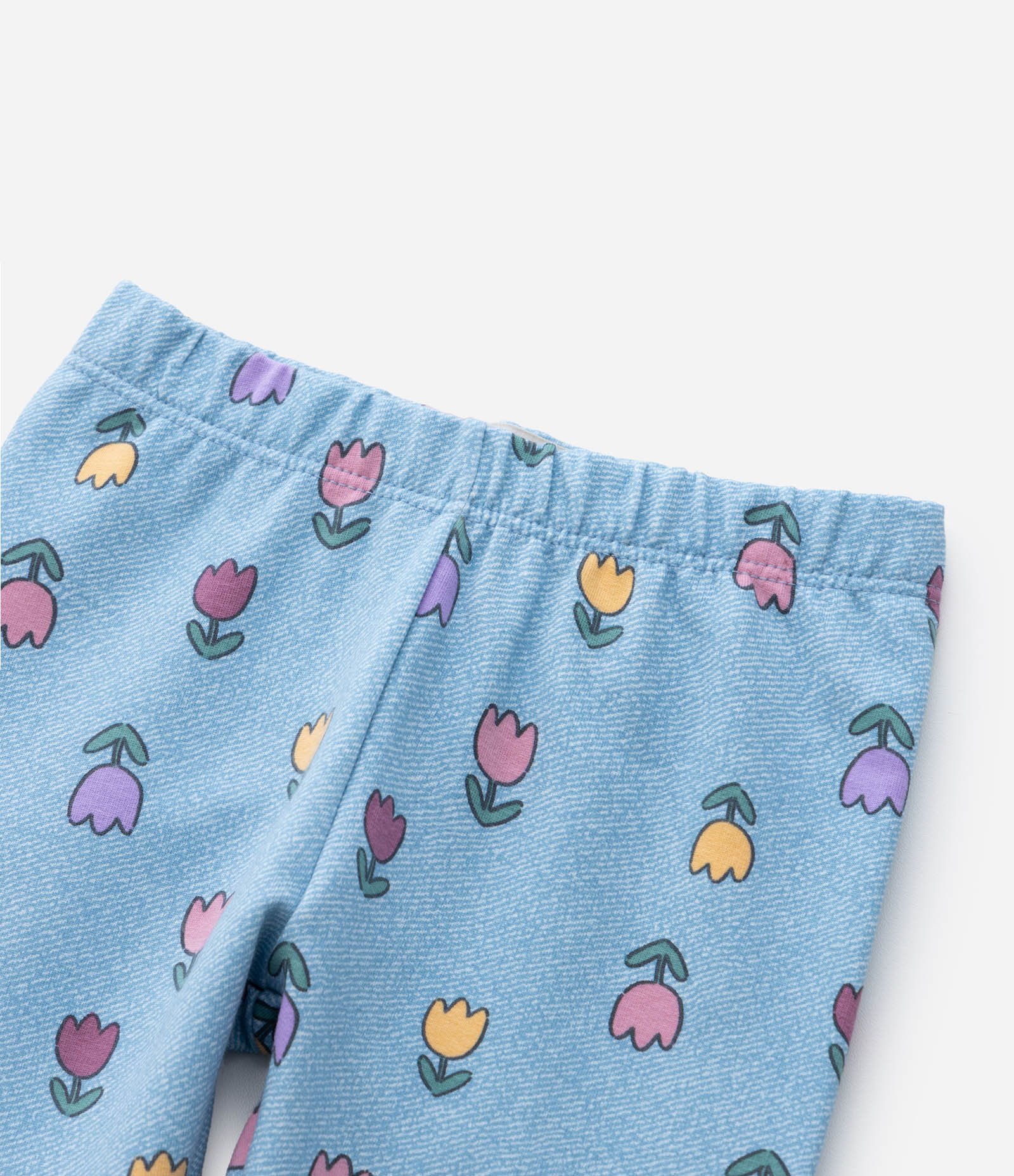 Calça Legging Infantil Quentinha com Estampa Tulipas - Tam 1 a 6 Anos Azul 5
