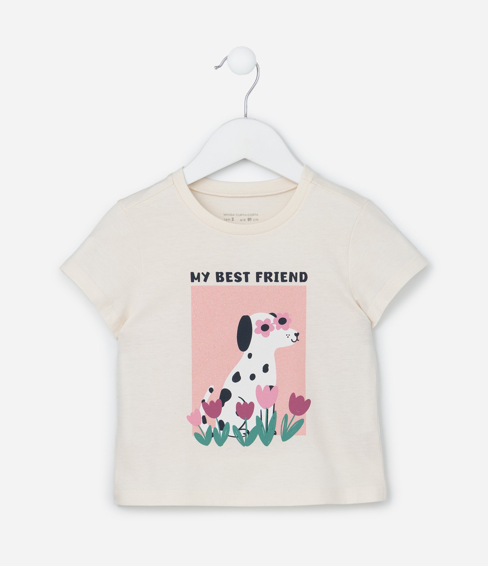 Blusa Infantil com Estampa Cachorro de Óculos - Tam 1 a 6 Anos Eggnog 1