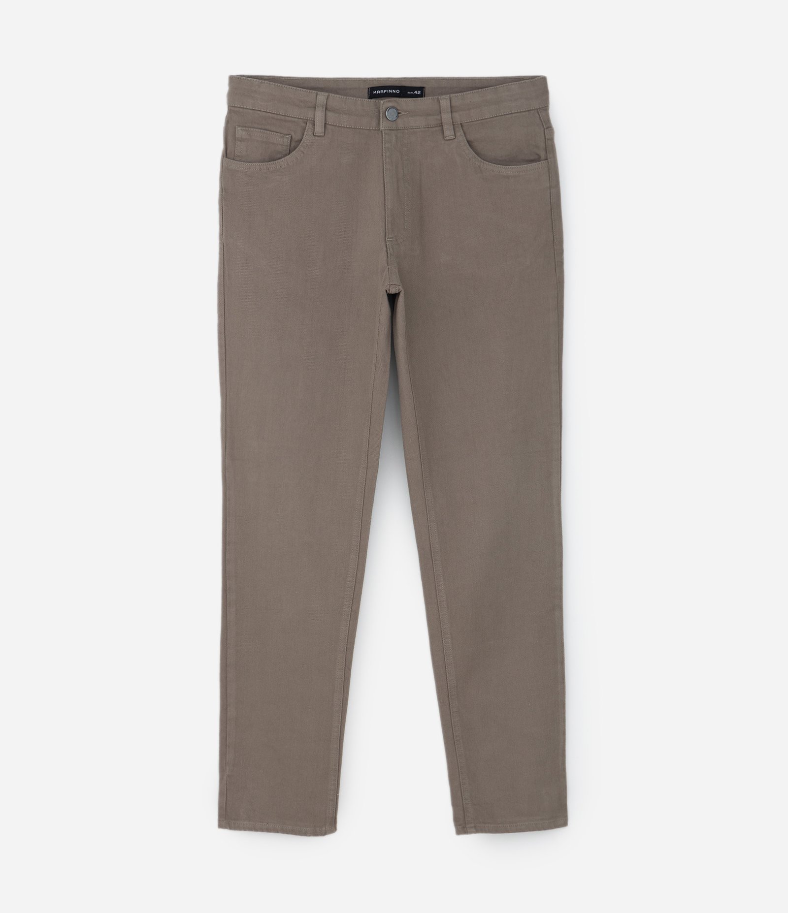 Calça em Sarja com Elastano Marrom 5