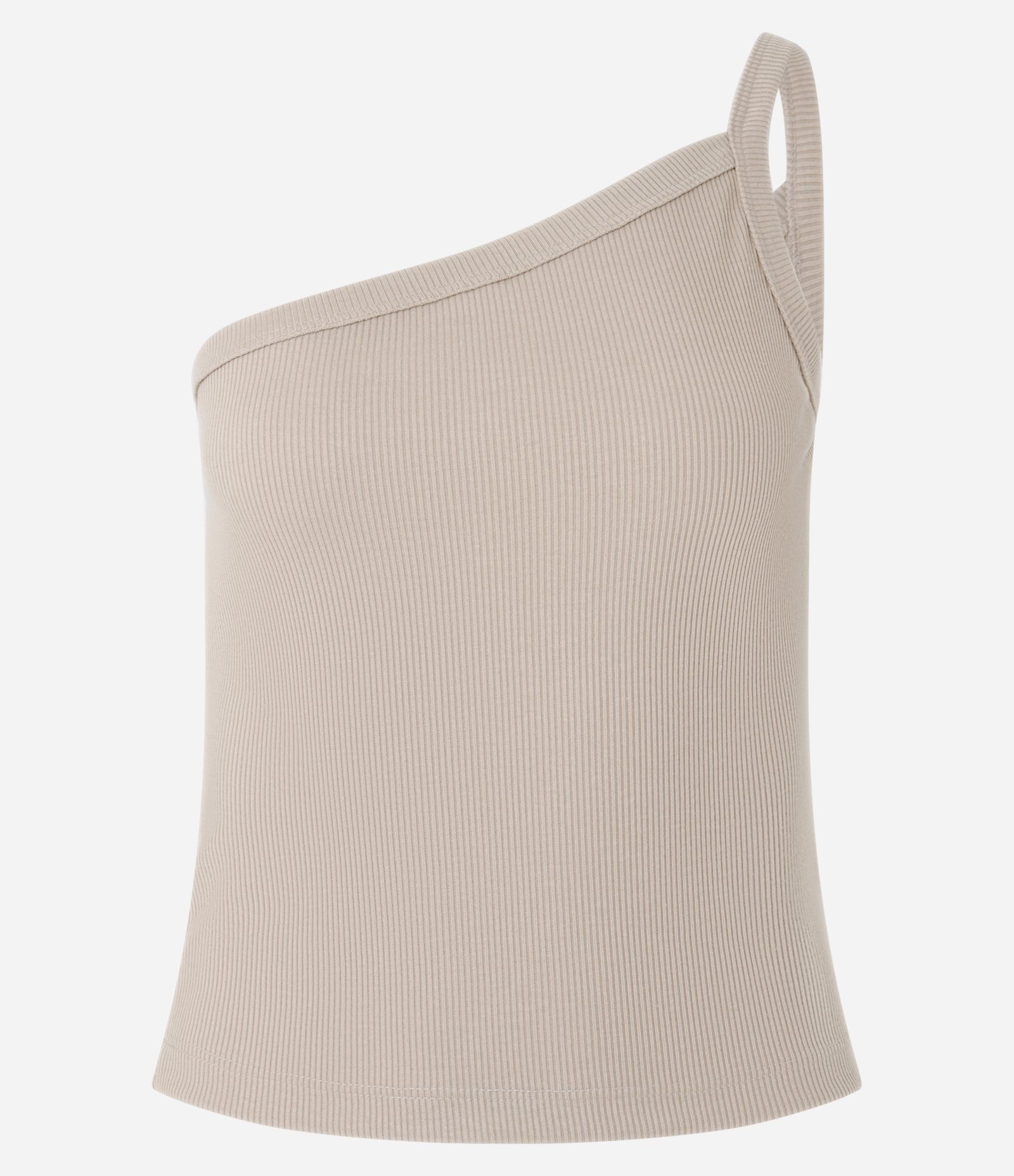 Blusa em Ribana com Ombro Só e Leve Textura Bege 4