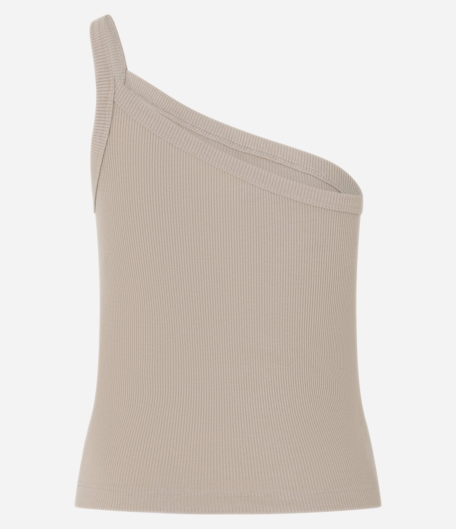 Blusa em Ribana com Ombro Só e Leve Textura Bege 6