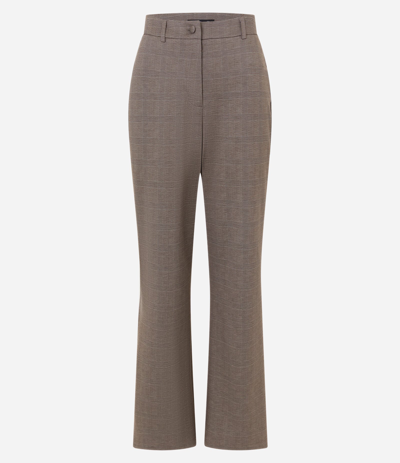 Calça Reta em Ponto Roma Xadrez com Cintura Baixa Cinza 6