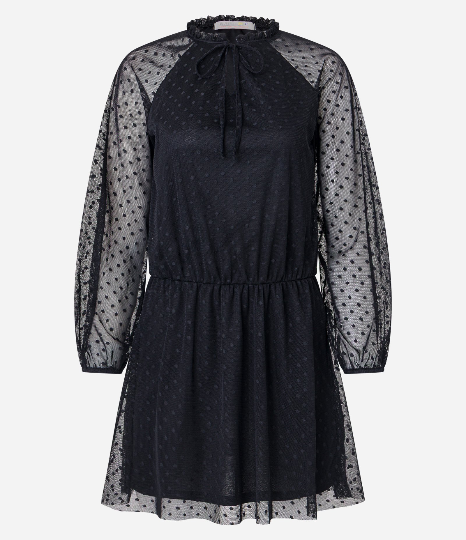 Vestido Curto em Tule em Poá com Sobreposição Preto 4