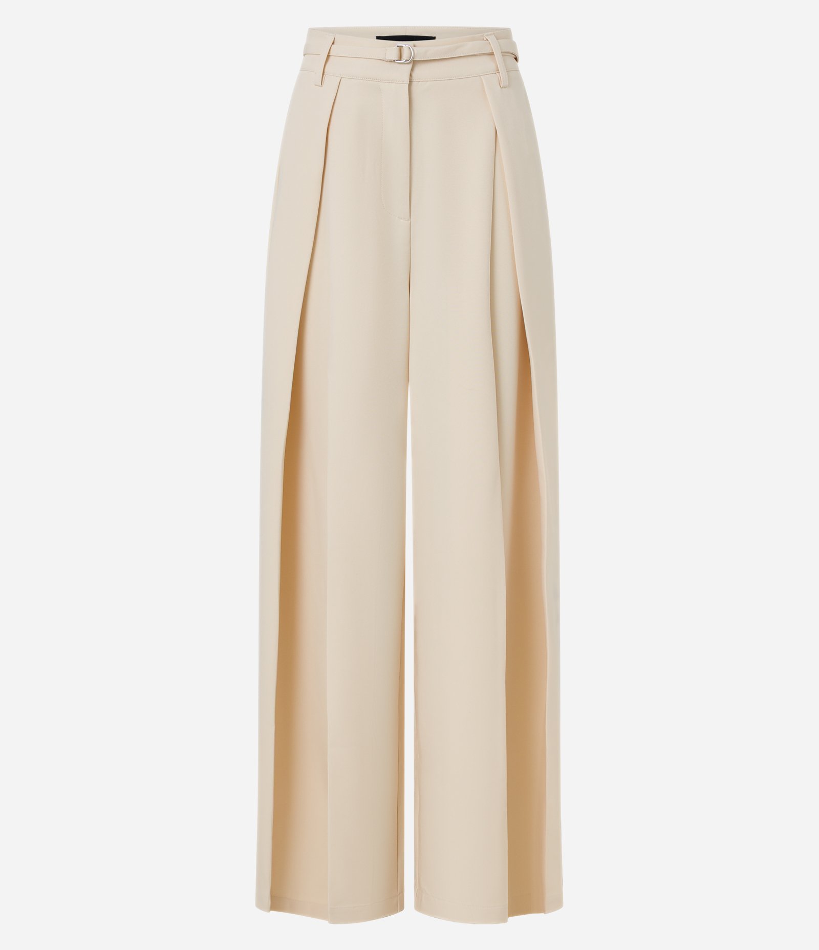 Calça Pantalona Alfaiatada com Pregas e Cinto Bege 6