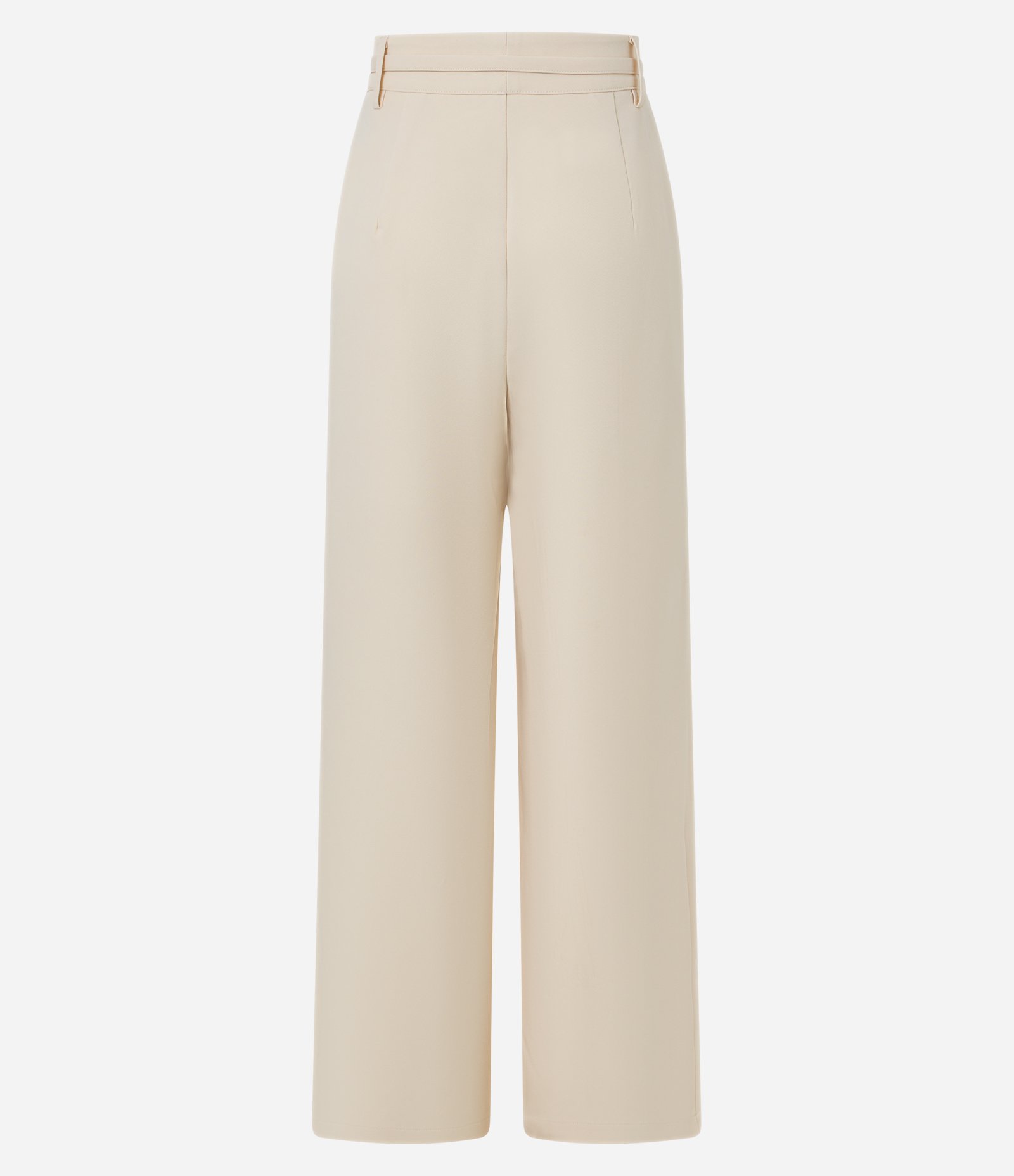 Calça Pantalona Alfaiatada com Pregas e Cinto Bege 7