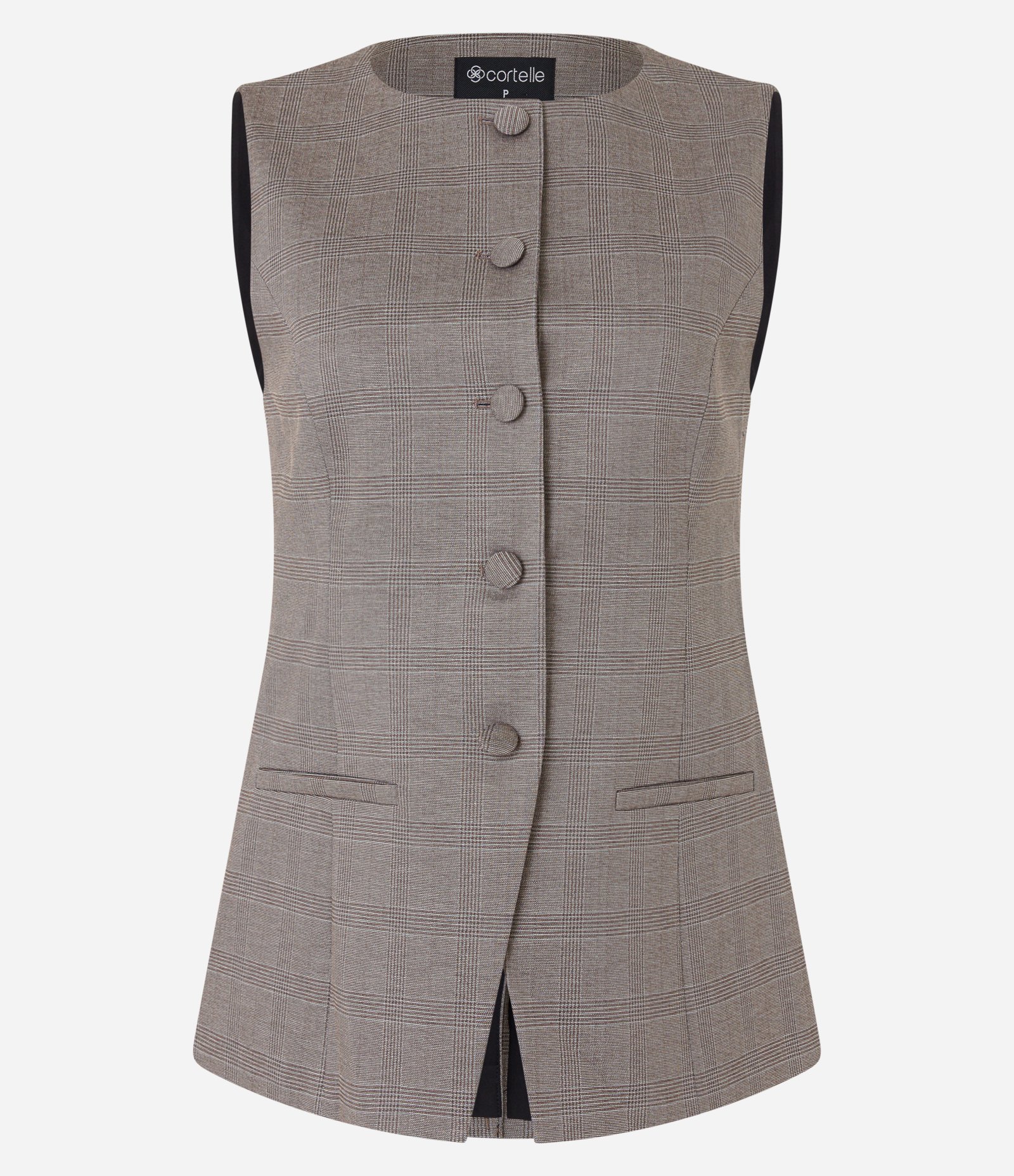 Colete Regular em Ponto Roma com Botões Forrados Cinza 7