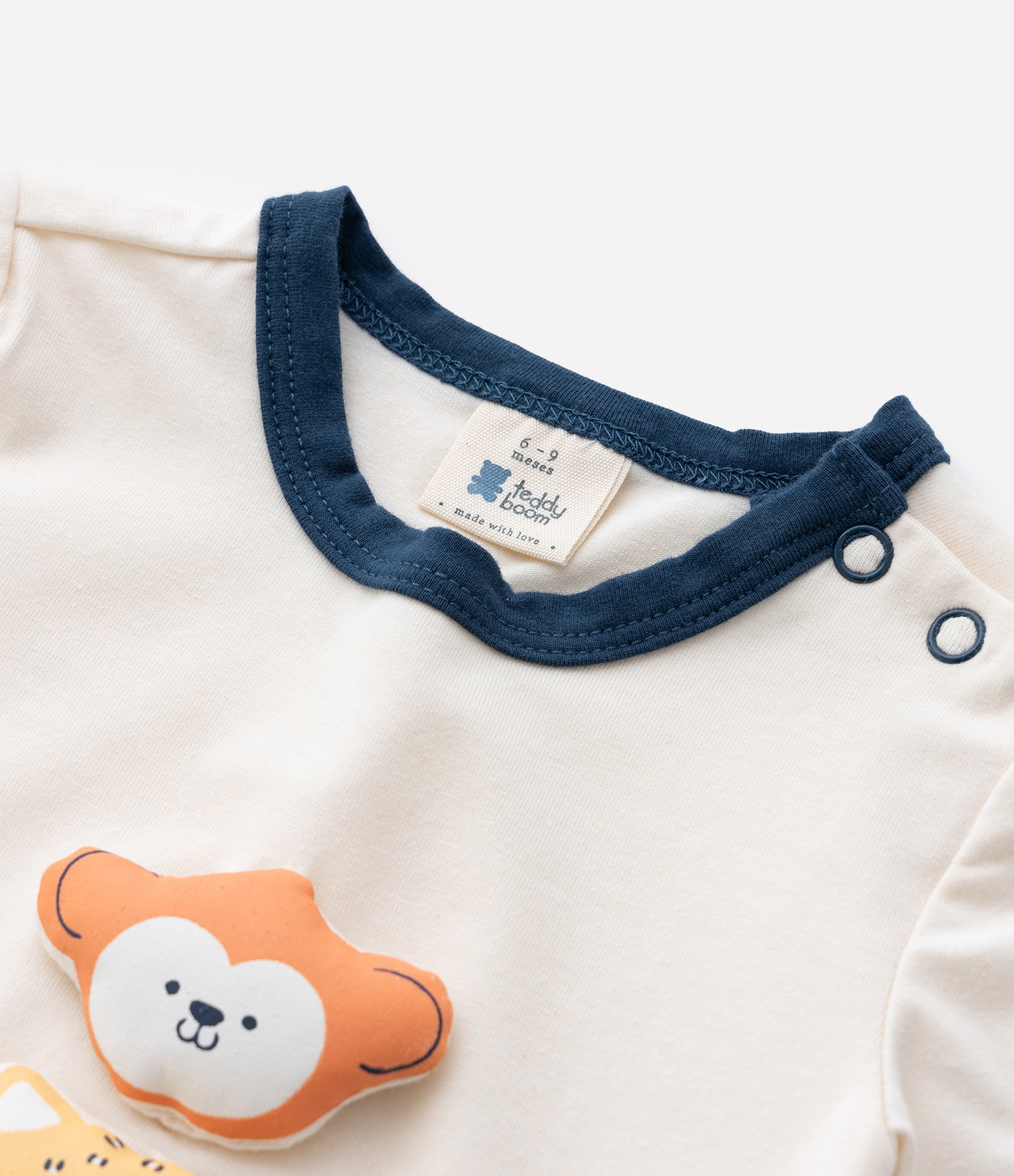 Body Infantil com Aplicação de Animais - Tam 0 a 18 Meses Bege 6