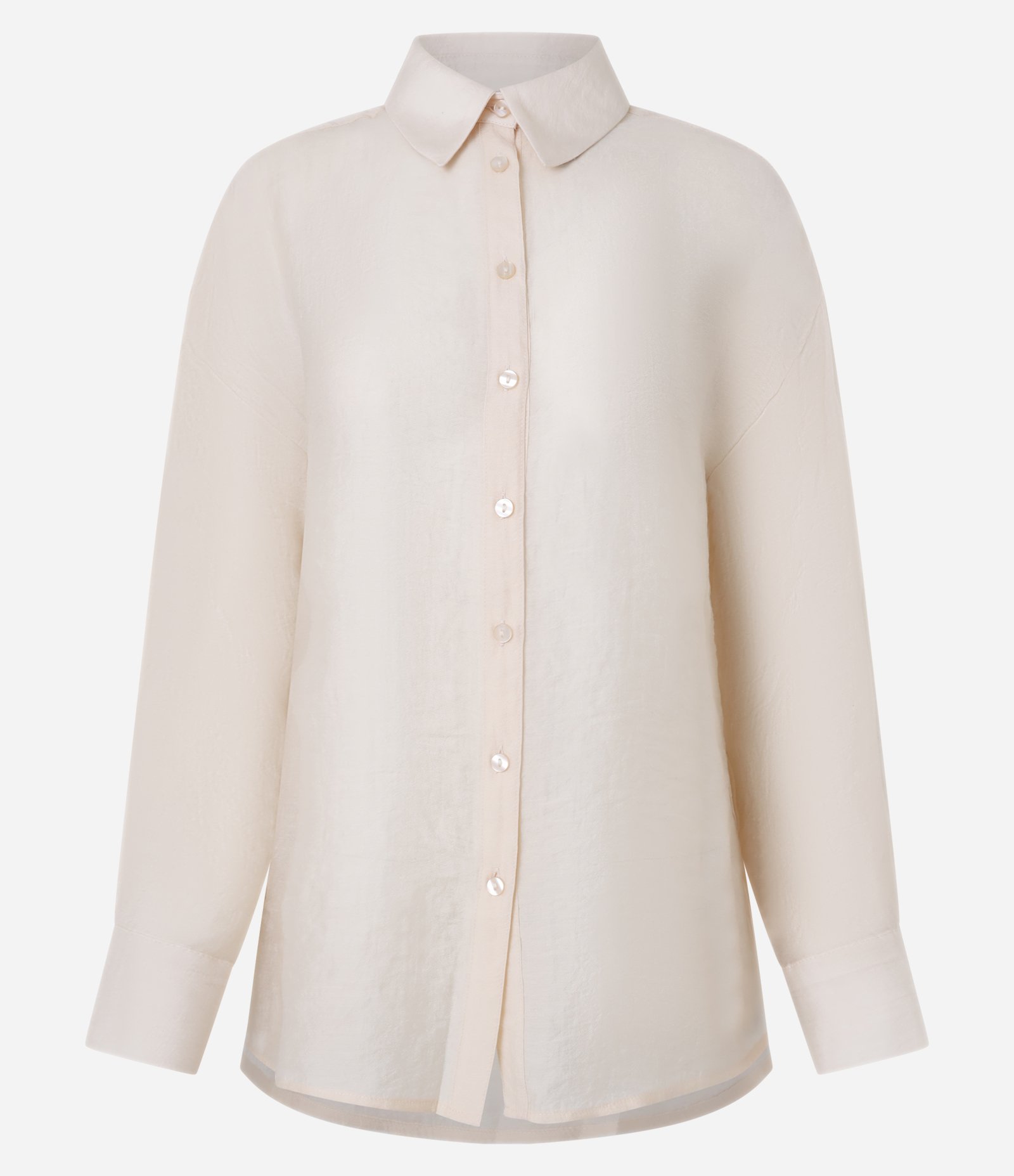 Camisa Alongada em Liocel com Cava Deslocada e Punho Largo Champanhe Rosé 7