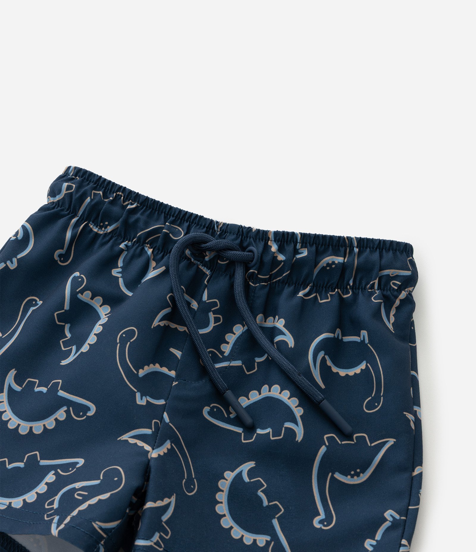 Conjunto Infantil com Estampa de Dino - Tam 3 a 18 Meses Bege/Azul 8