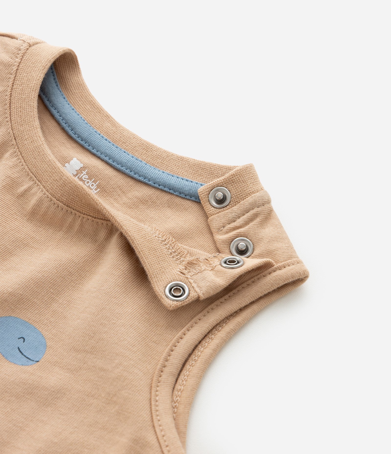 Conjunto Infantil com Estampa de Dino - Tam 3 a 18 Meses Bege/Azul 9